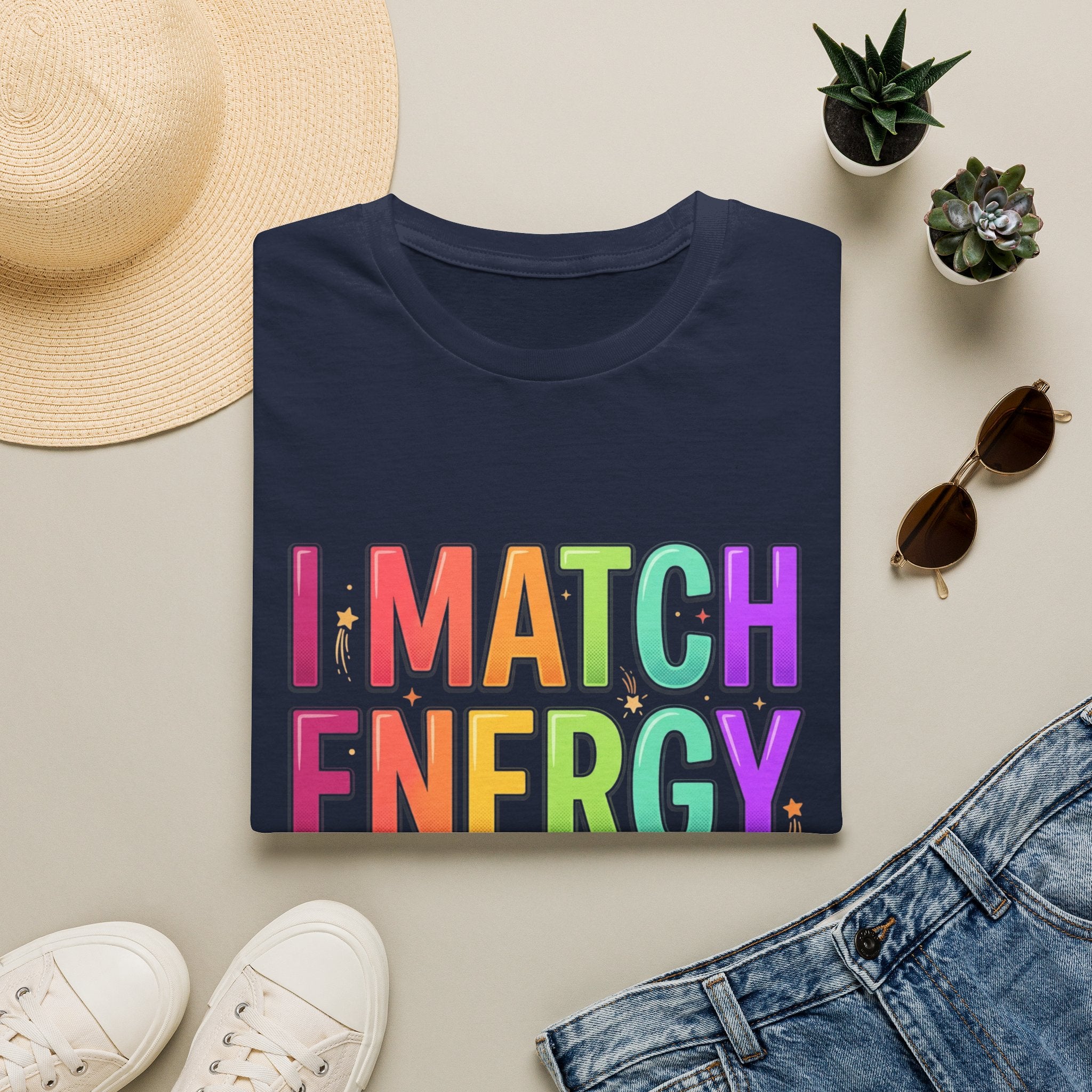 I Match Energy So How We Gon' Act Today T-Shirt | Funny Attitude Tee | Colorful Statement Graphic Tee