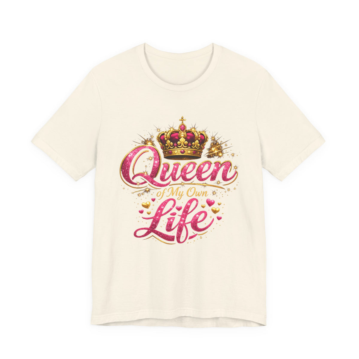 Queen of My Own Life T-Shirt | Crown Glitter Graphic Tee for Women