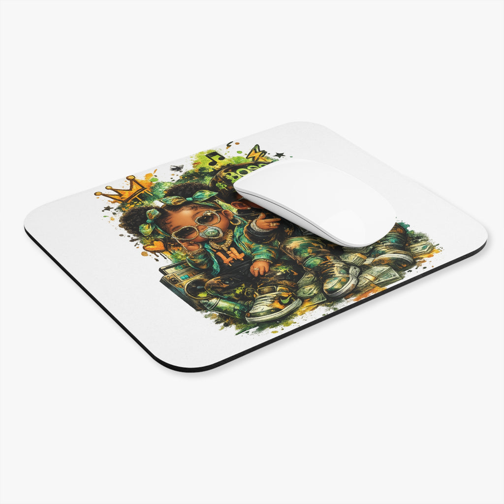 Lil King & Queen Mouse Pad | Hip Hop Baby Camo Desk Pad | Urban Streetwear Office Accessory