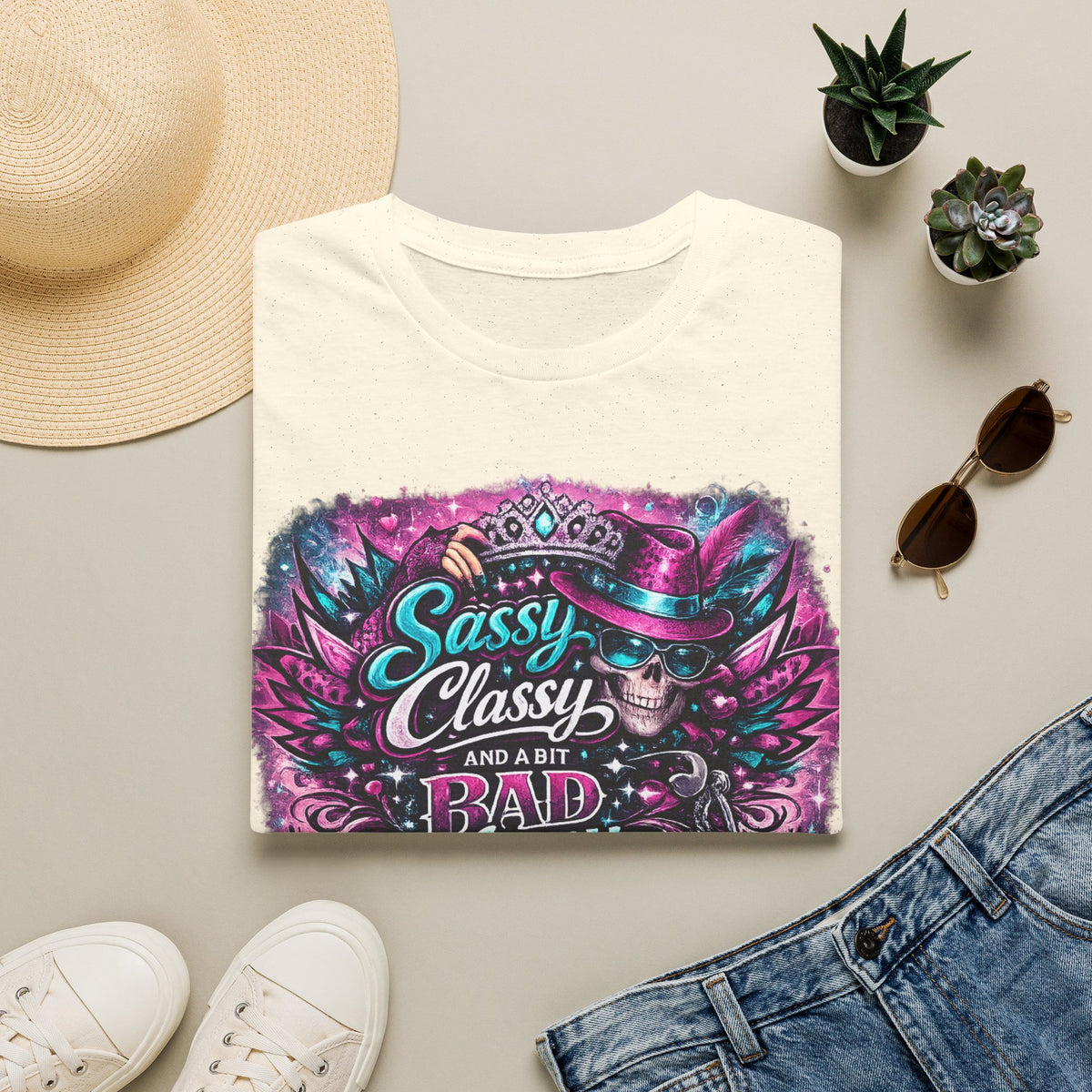 Sassy Classy And A Bit Bad Assey T-Shirt | Skeleton Queen Women's Graphic Tee