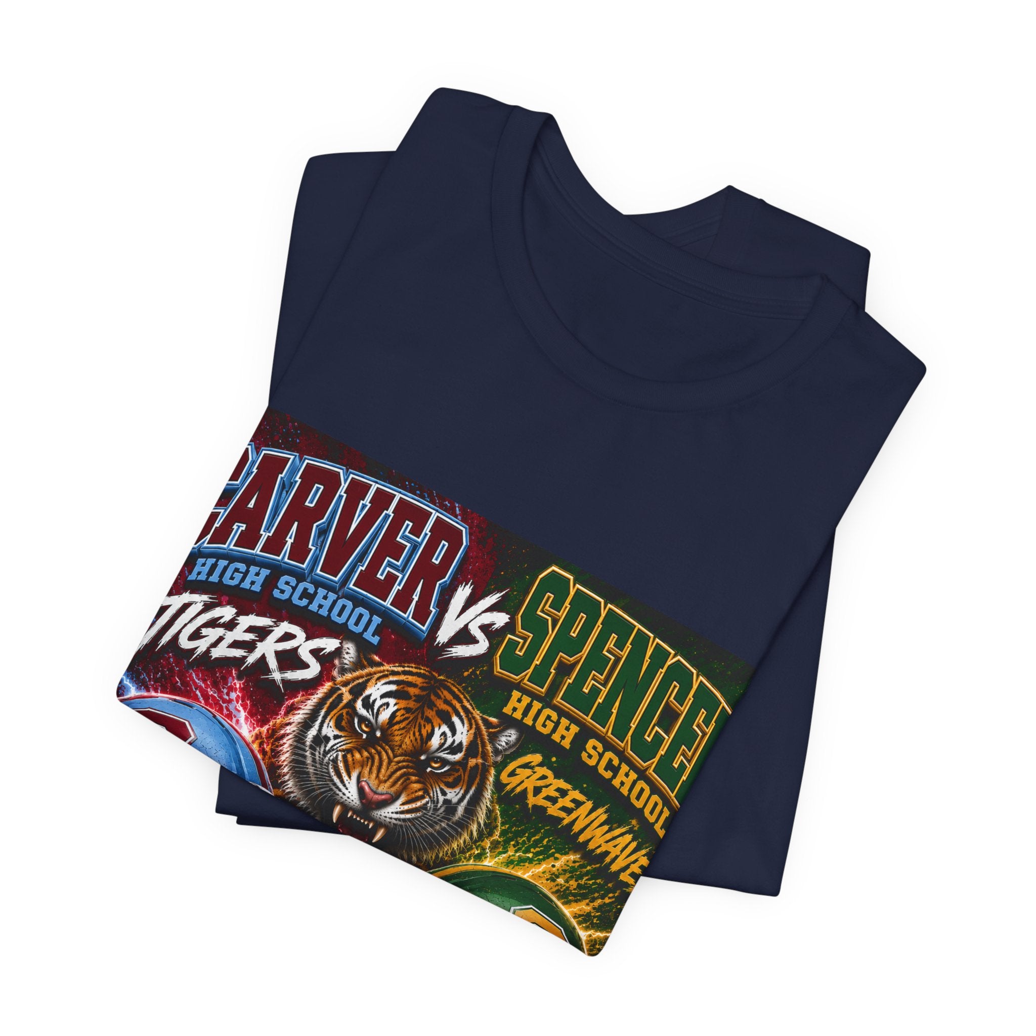 Carver vs Spencer High School Rivalry T-Shirt | Tigers vs Greenwaves Two Schools One Rivalry Tee