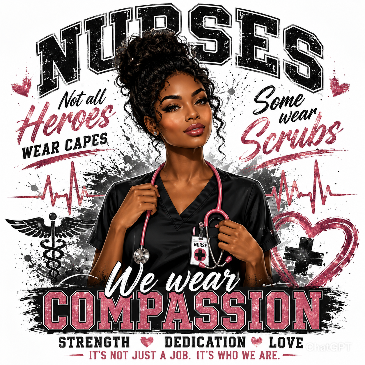 Nurses PNG – Not All Heroes Wear Capes Some Wear Scrubs – We Wear Compassion Digital Download