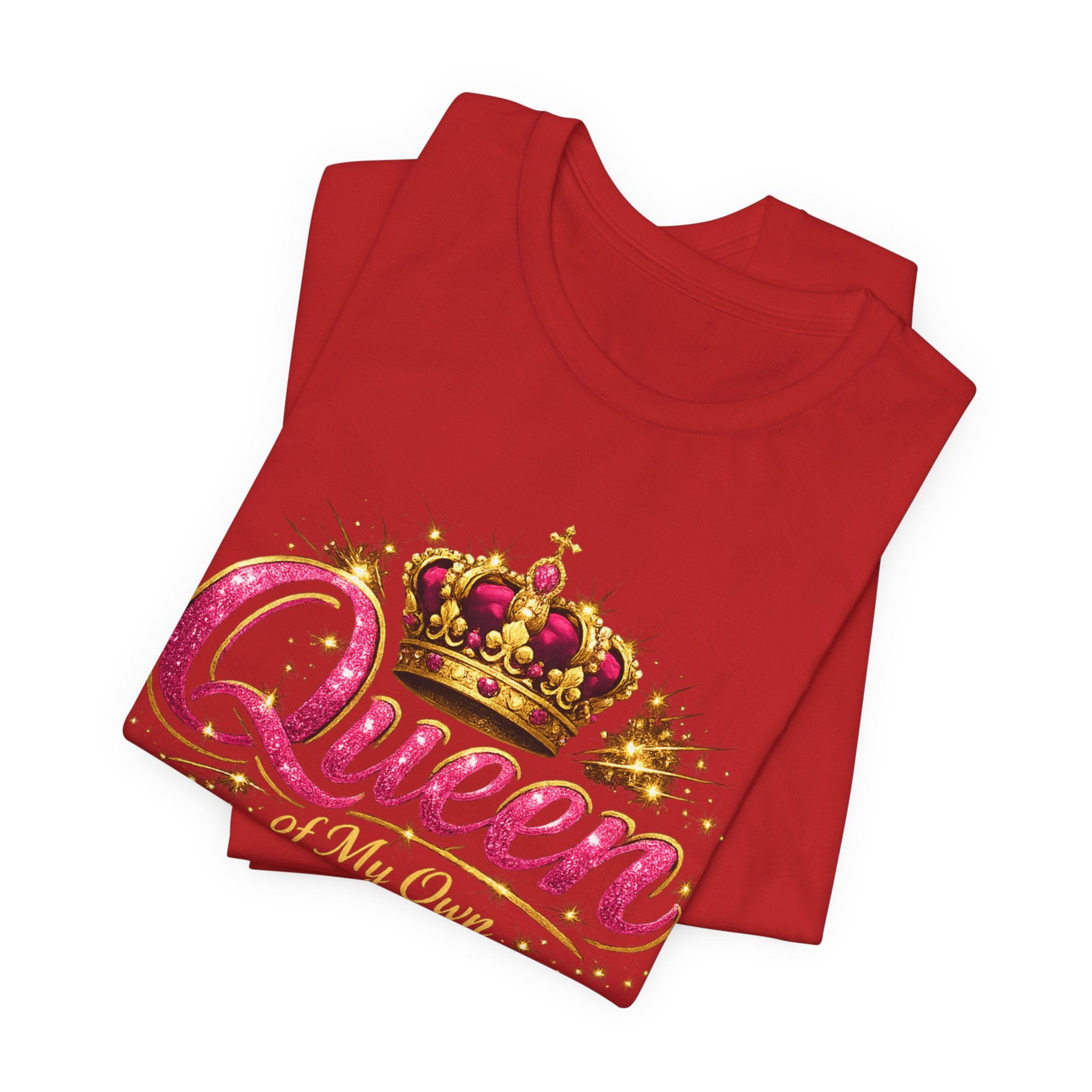 Queen of My Own Life T-Shirt | Crown Glitter Graphic Tee for Women