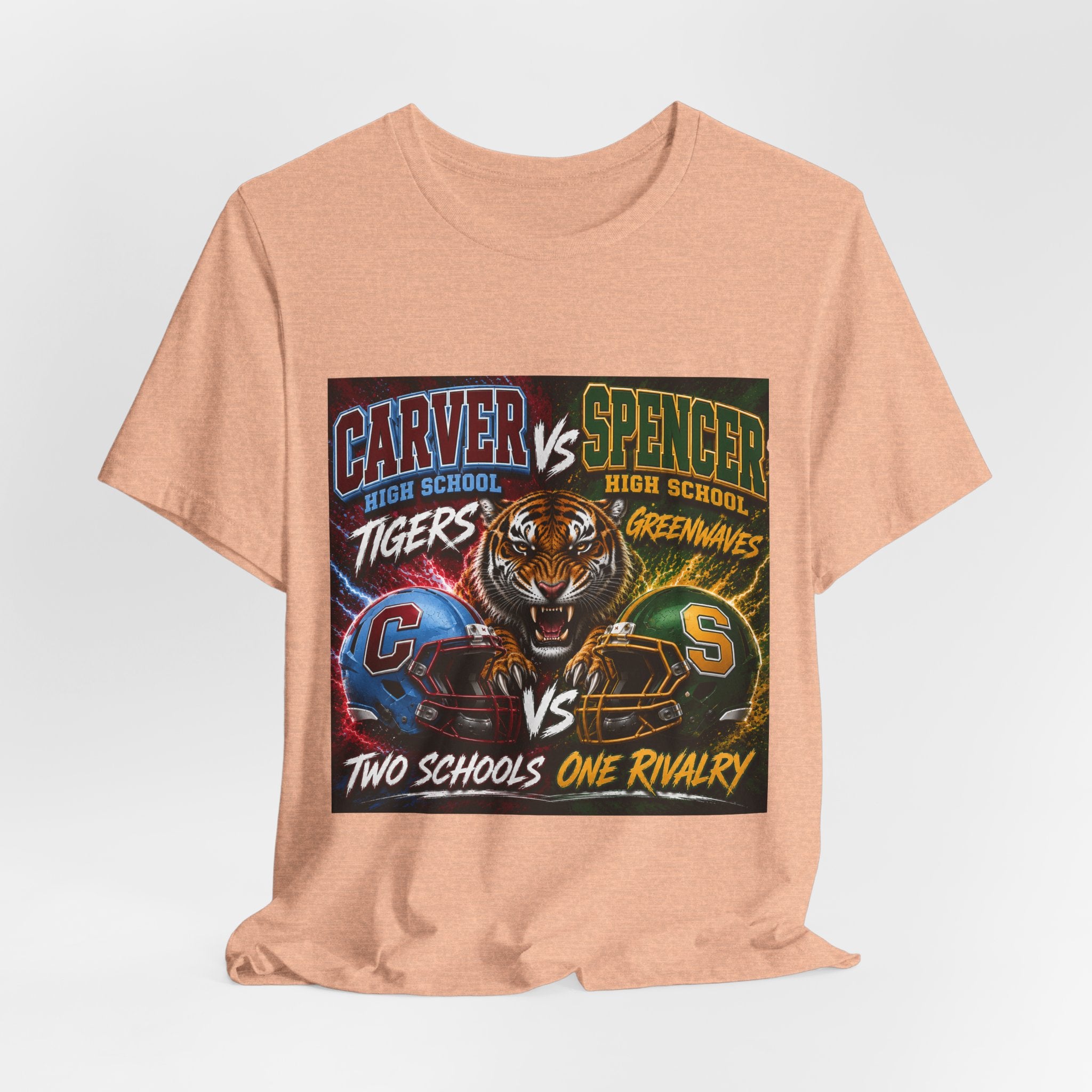 Carver vs Spencer High School Rivalry T-Shirt | Tigers vs Greenwaves Two Schools One Rivalry Tee