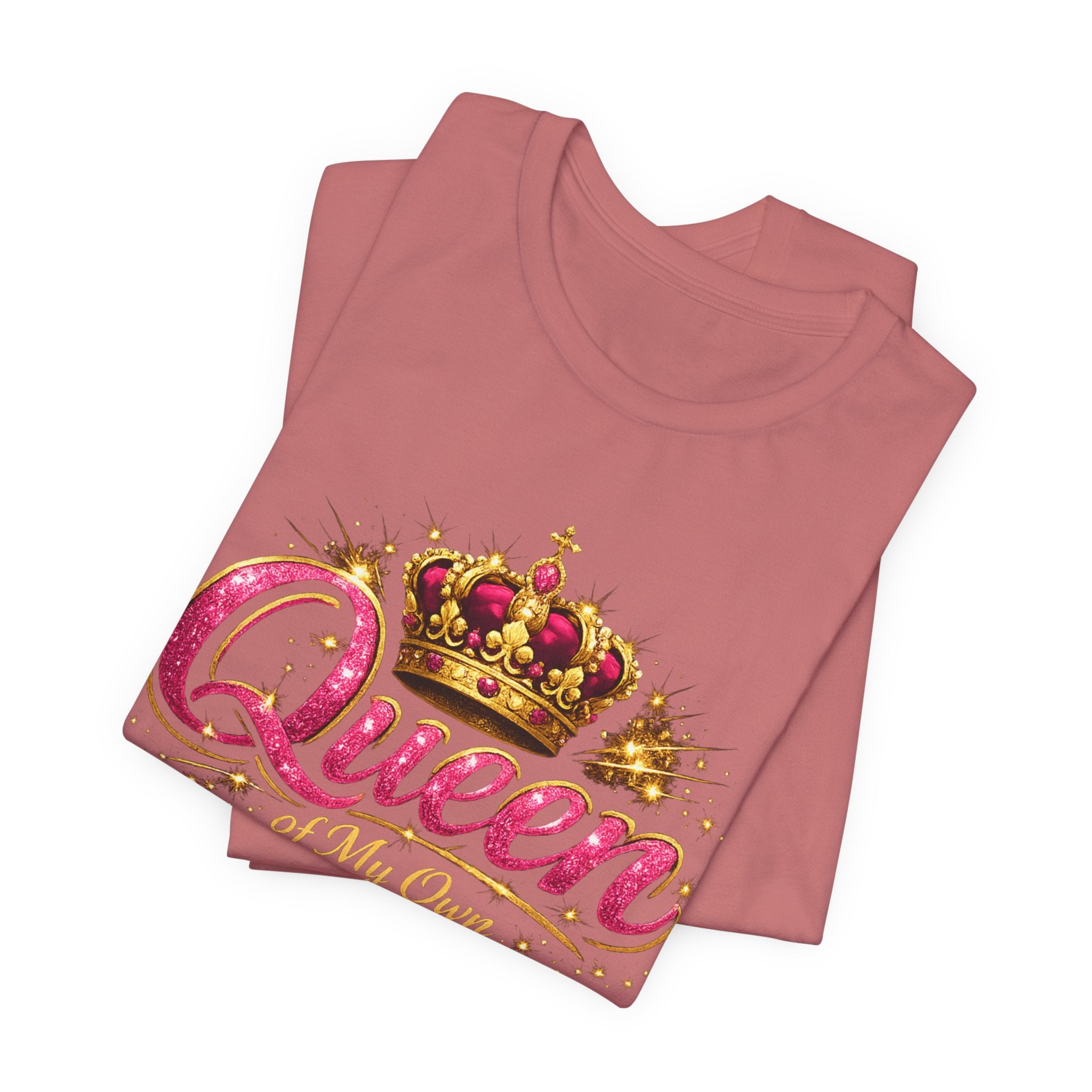 Queen of My Own Life T-Shirt | Crown Glitter Graphic Tee for Women