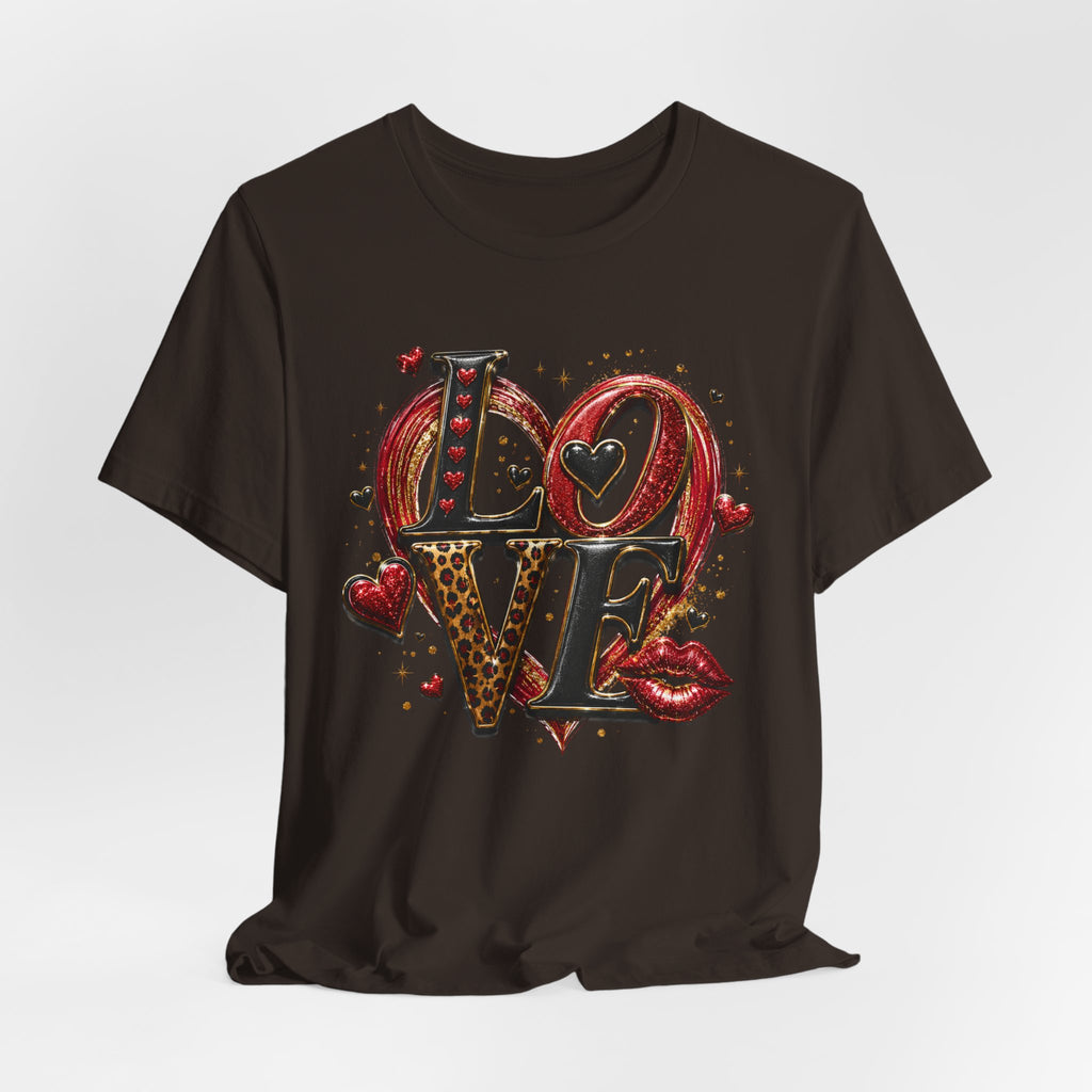LOVE – Leopard Print & Glitter Valentine's Day T-Shirt