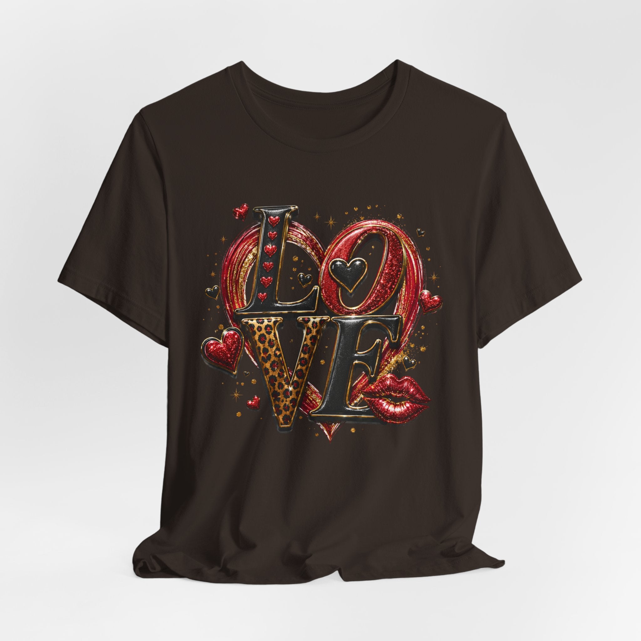 LOVE – Leopard Print & Glitter Valentine's Day T-Shirt