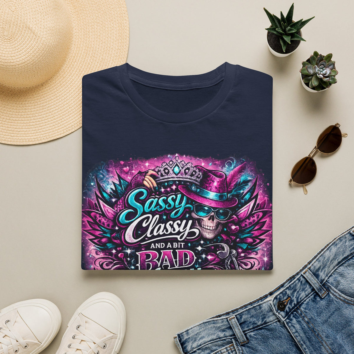 Sassy Classy And A Bit Bad Assey T-Shirt | Skeleton Queen Women's Graphic Tee