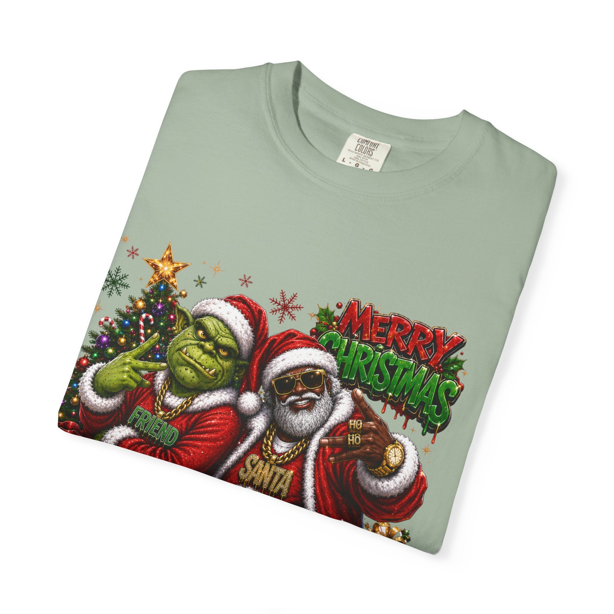 Santa and Friend Merry Christmas Shirt – Hip Hop Holiday Tee | Funny Christmas Gift