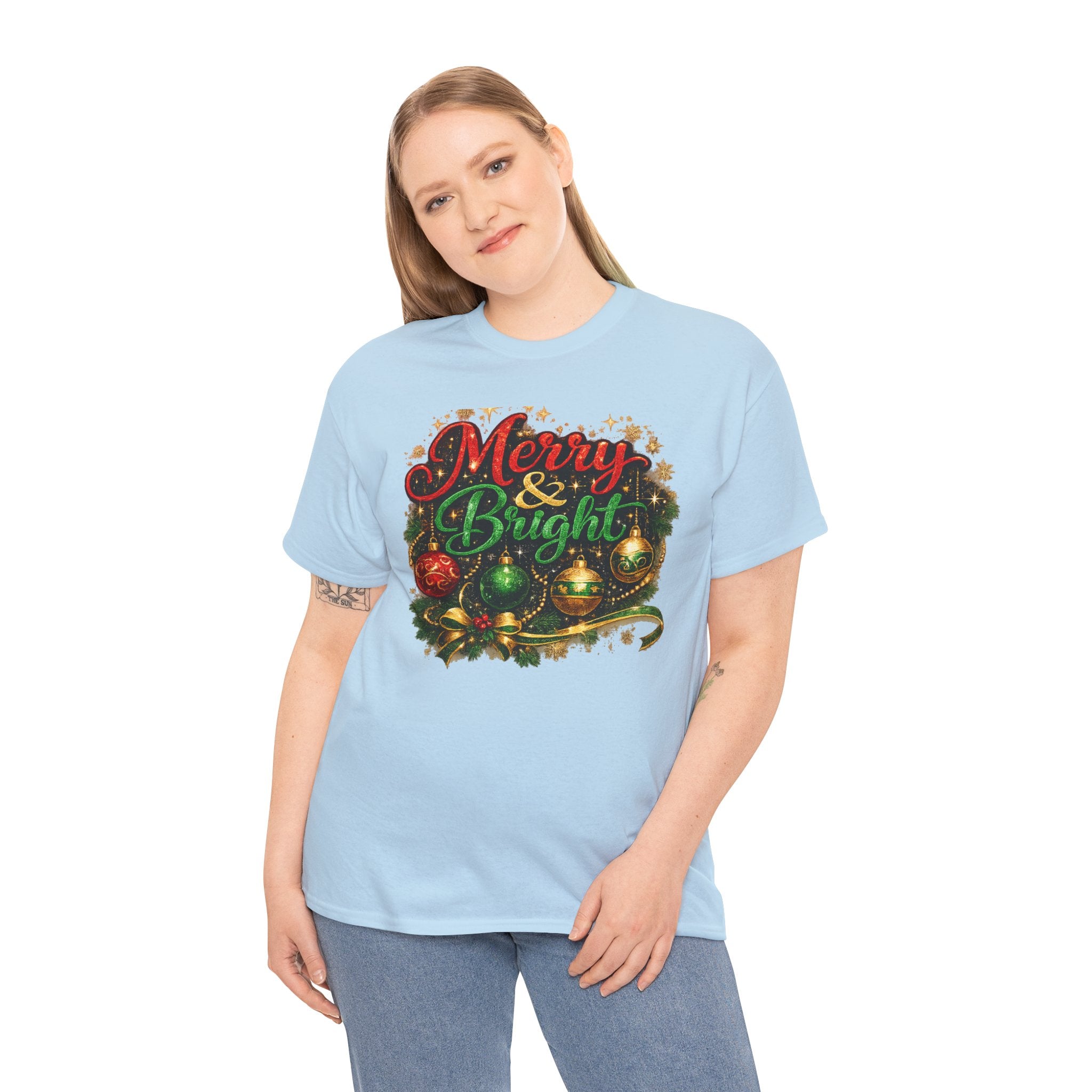 Merry and Bright Christmas Shirt – Glitter Holiday Tee | Classic Christmas Gift