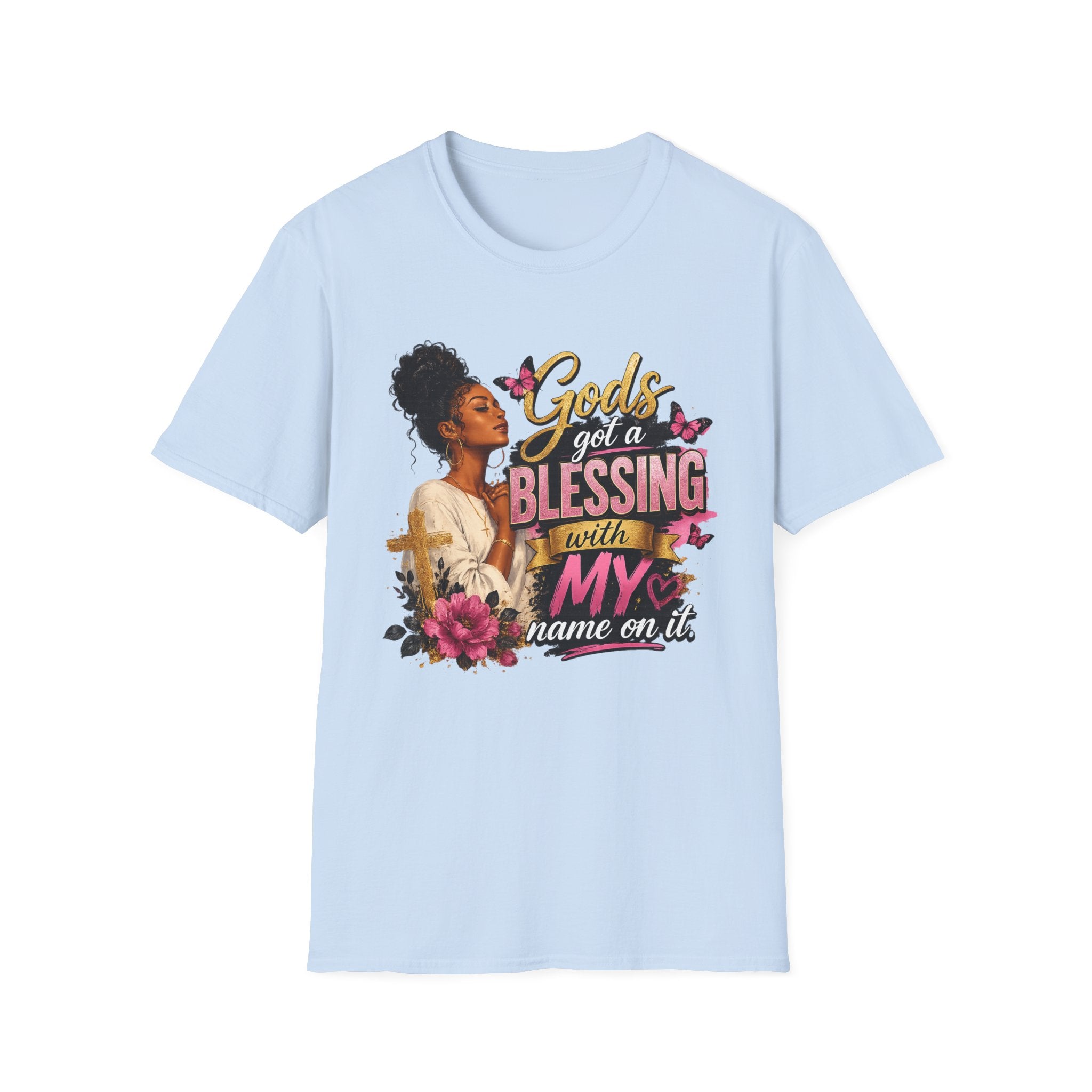 God's Got a Blessing With My Name On It T-Shirt | Faith Tee | Black Woman Prayer Graphic Tee