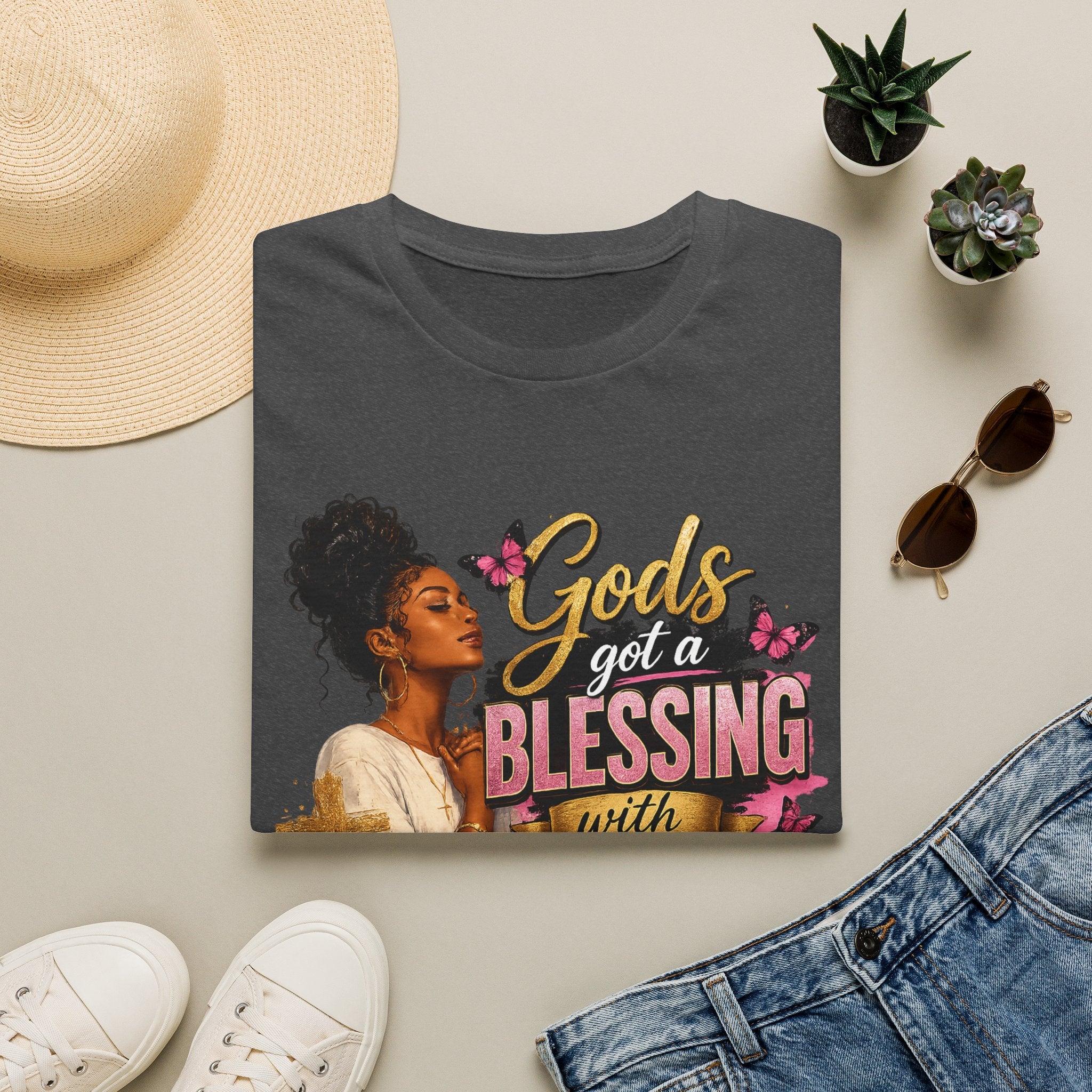 God's Got a Blessing With My Name On It T-Shirt | Faith Tee | Black Woman Prayer Graphic Tee