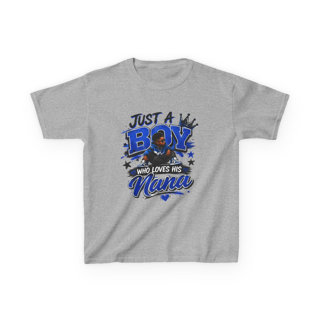 Just a Boy Who Loves His Nana T-Shirt | Hip Hop Kids Graphic Tee | Nana Gift Shirt for Boys