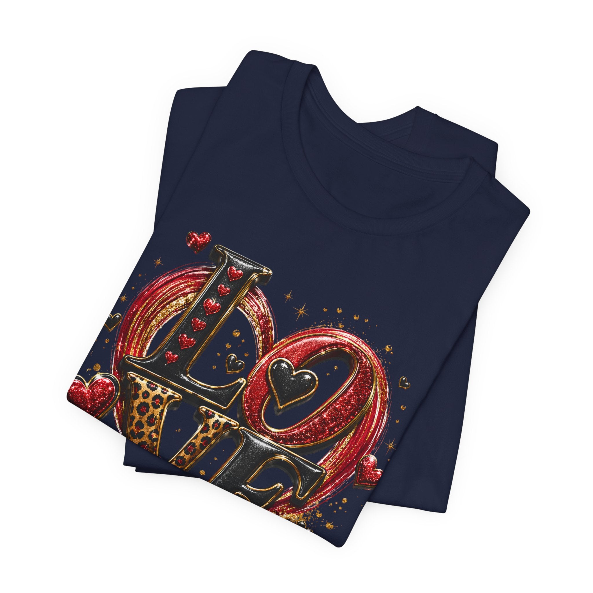 LOVE – Leopard Print & Glitter Valentine's Day T-Shirt
