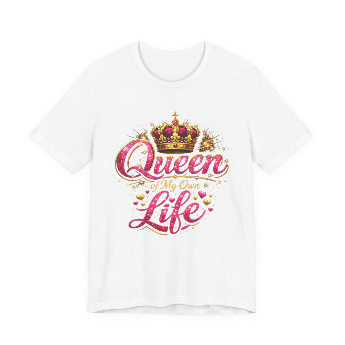 Queen of My Own Life T-Shirt | Crown Glitter Graphic Tee for Women