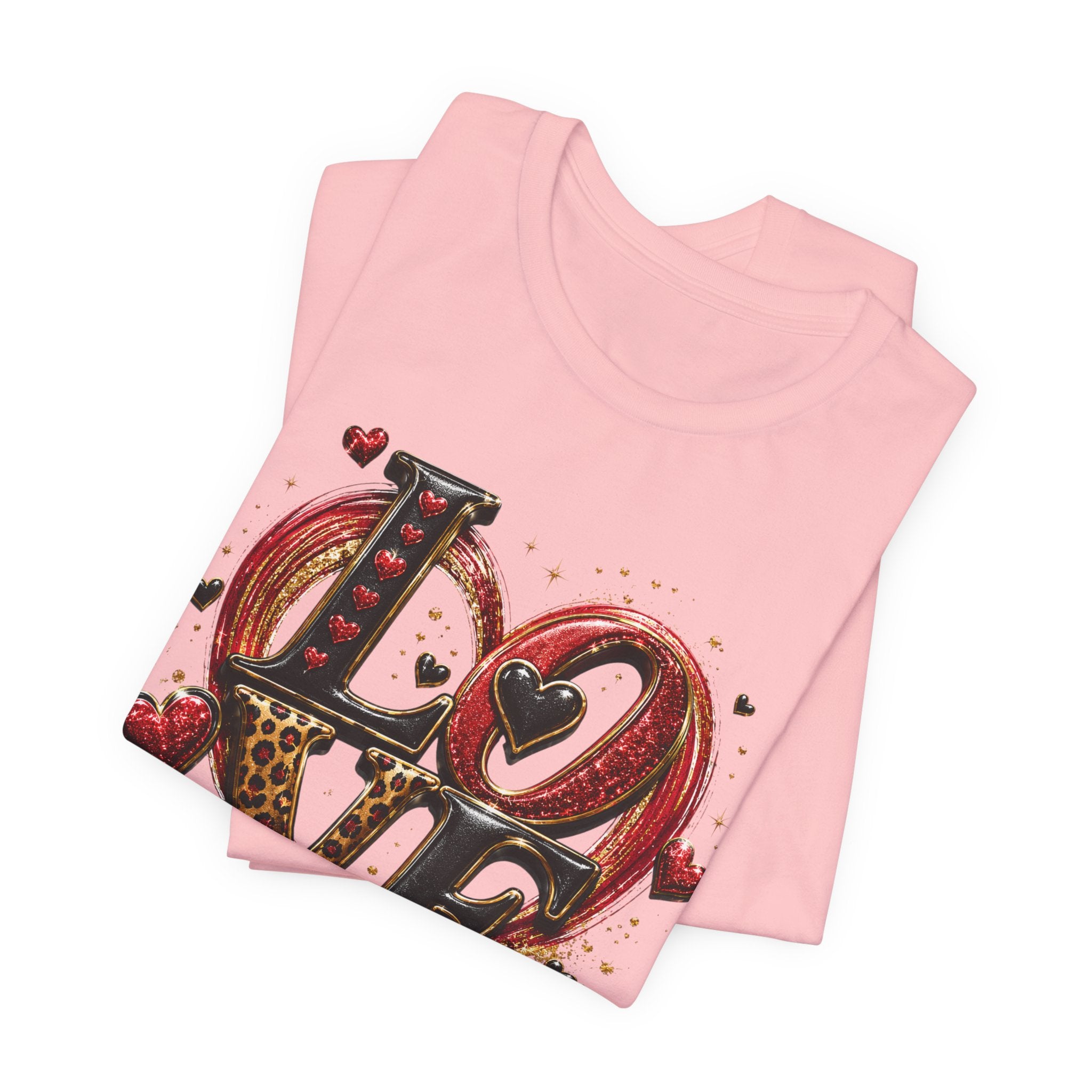 LOVE – Leopard Print & Glitter Valentine's Day T-Shirt