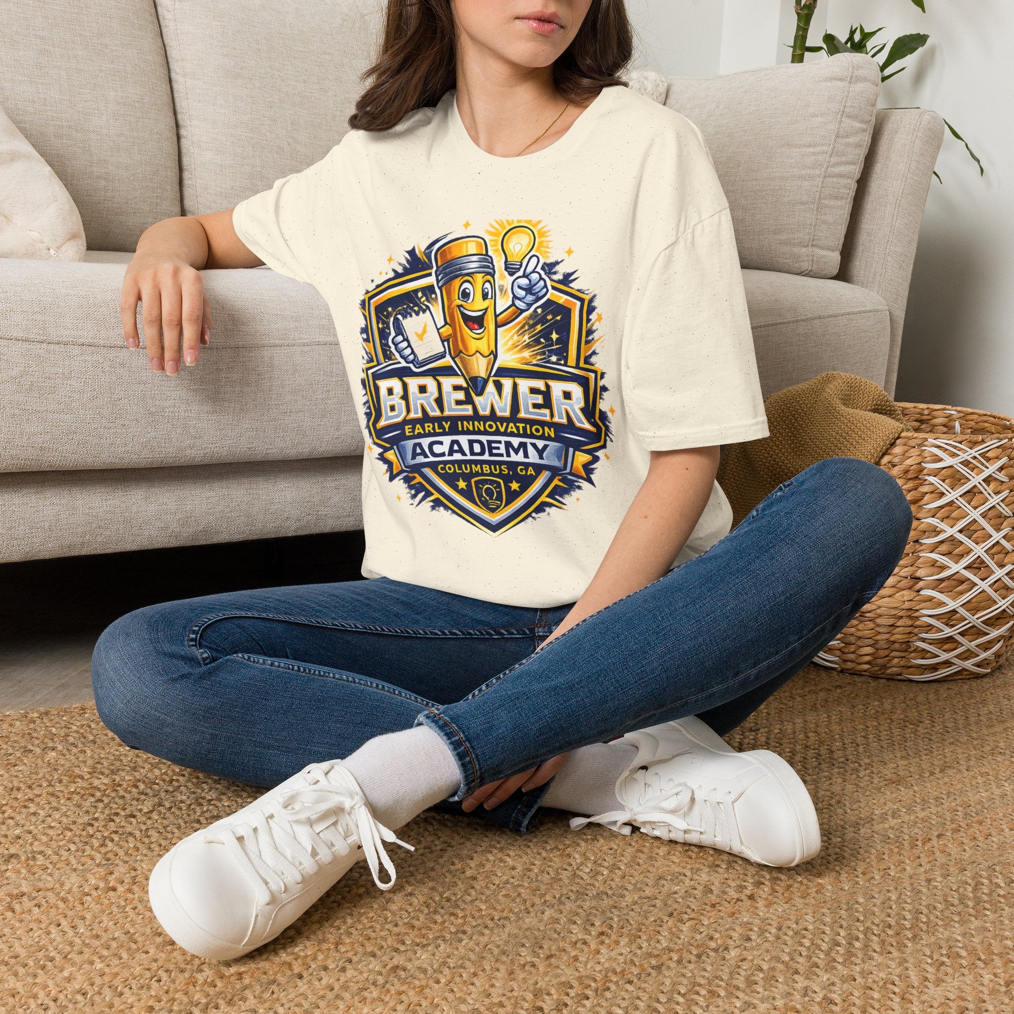 Brewer Early Innovation Academy T-Shirt | Columbus GA School Spirit Tee | BEIA Pencil Mascot Graphic Tee