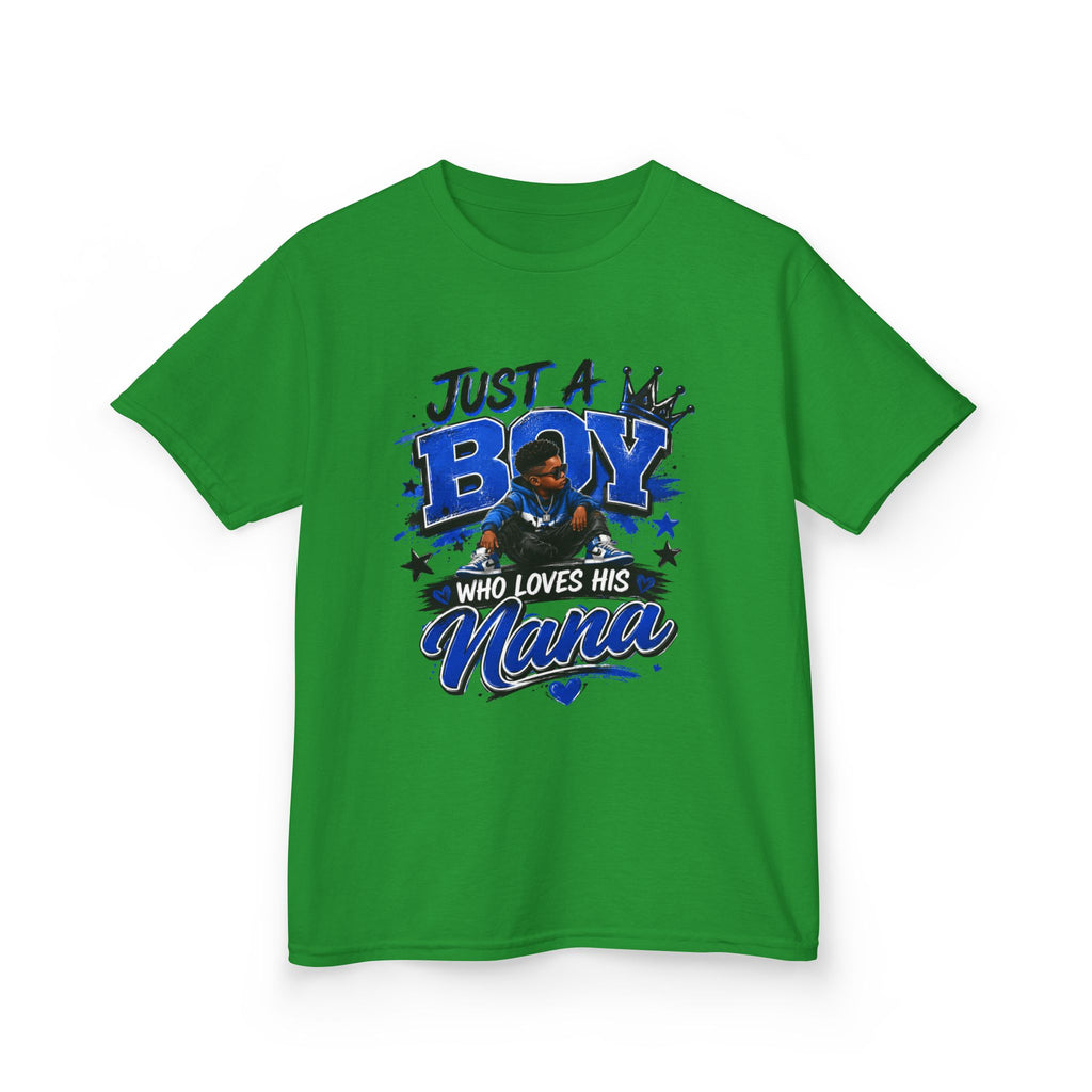 Just a Boy Who Loves His Nana T-Shirt | Hip Hop Kids Graphic Tee | Nana Gift Shirt for Boys