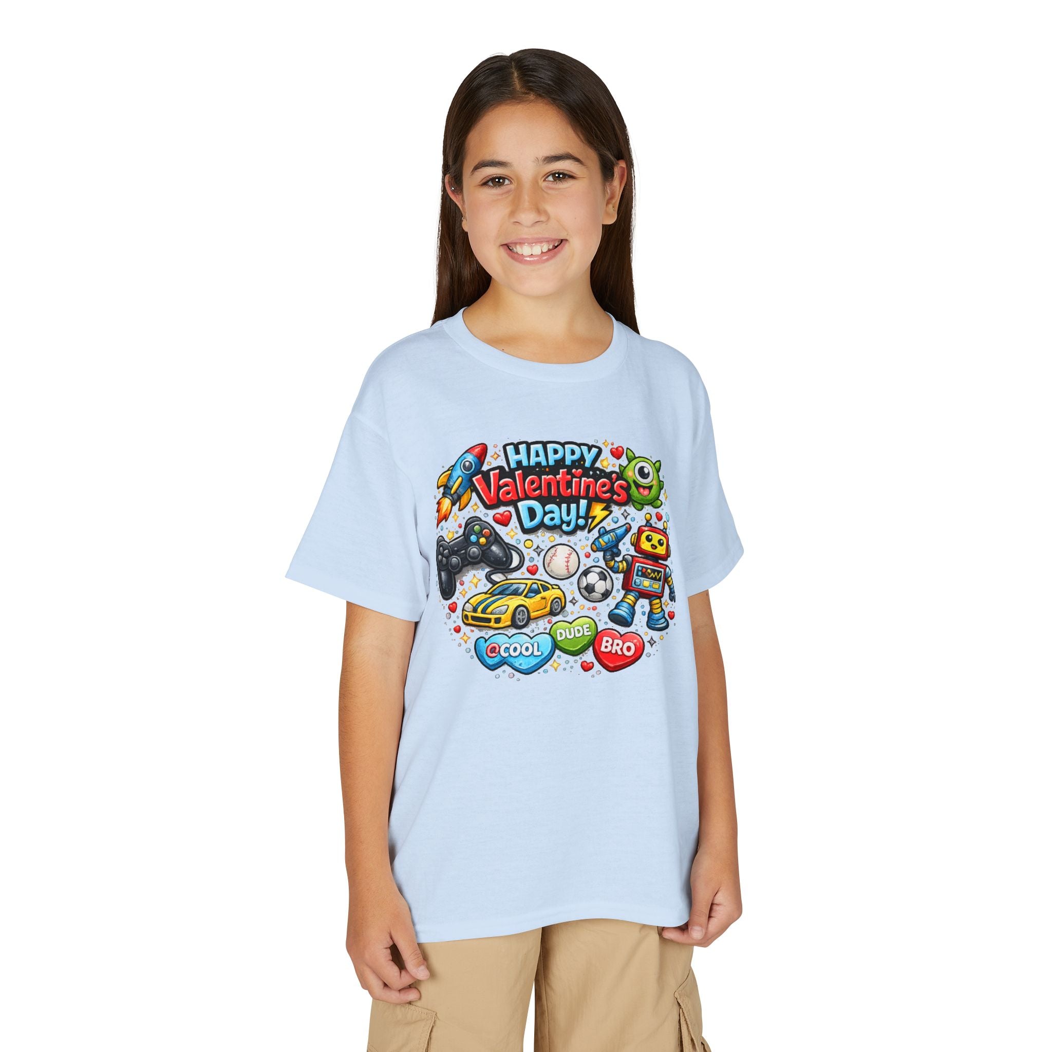 Happy Valentine's Day Cool Dude Bro Youth T-Shirt – Boys Gamer Robot Tee