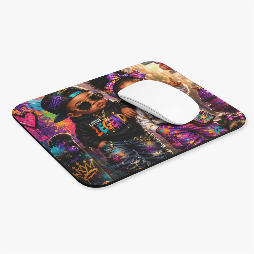 Little Legend & Little Queen Mouse Pad | Back to School Hip Hop Kids Desk Pad | Urban Streetwear Desk Accessory