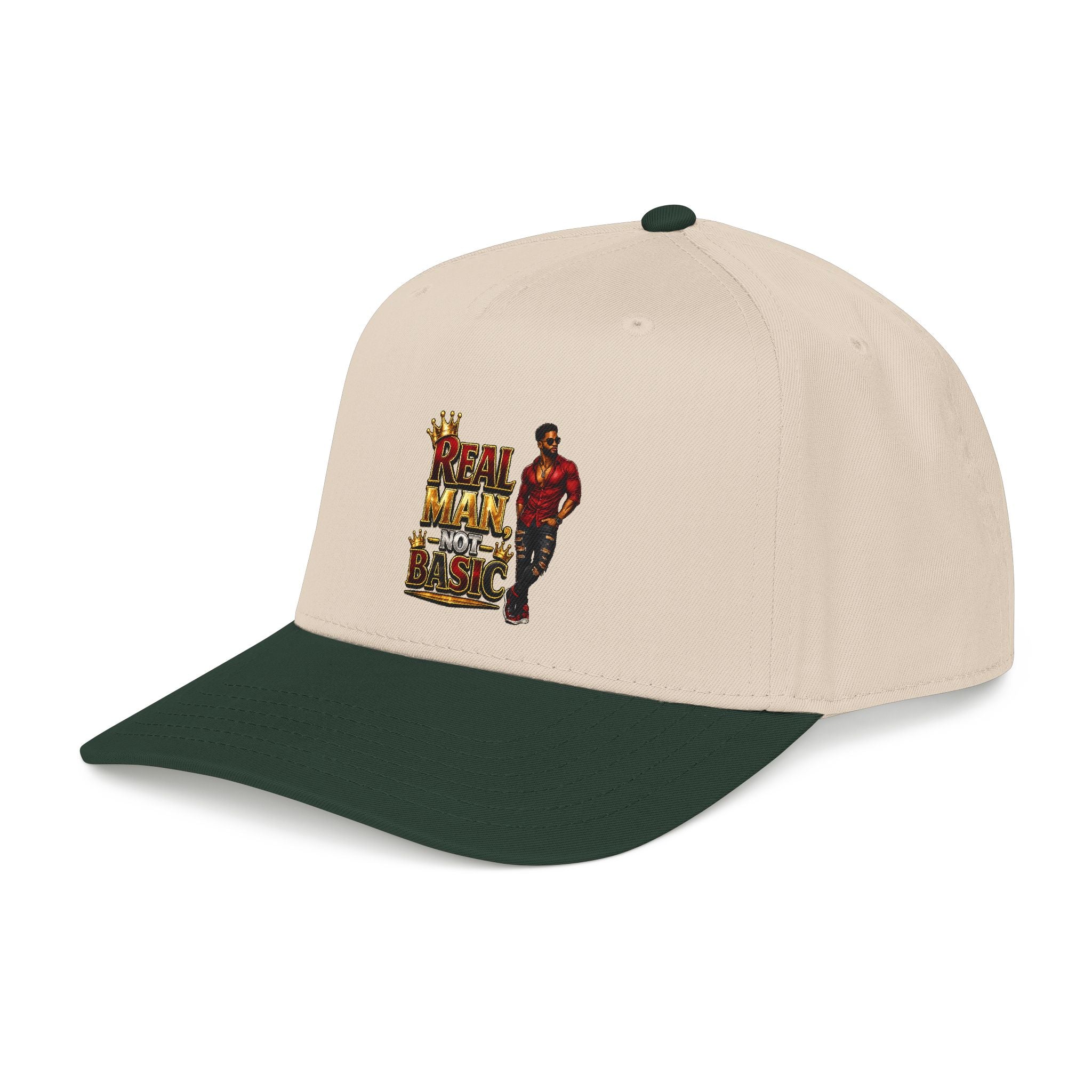 Real Man, Not Basic Ball Cap | King Crown Embroidered Snapback Hat