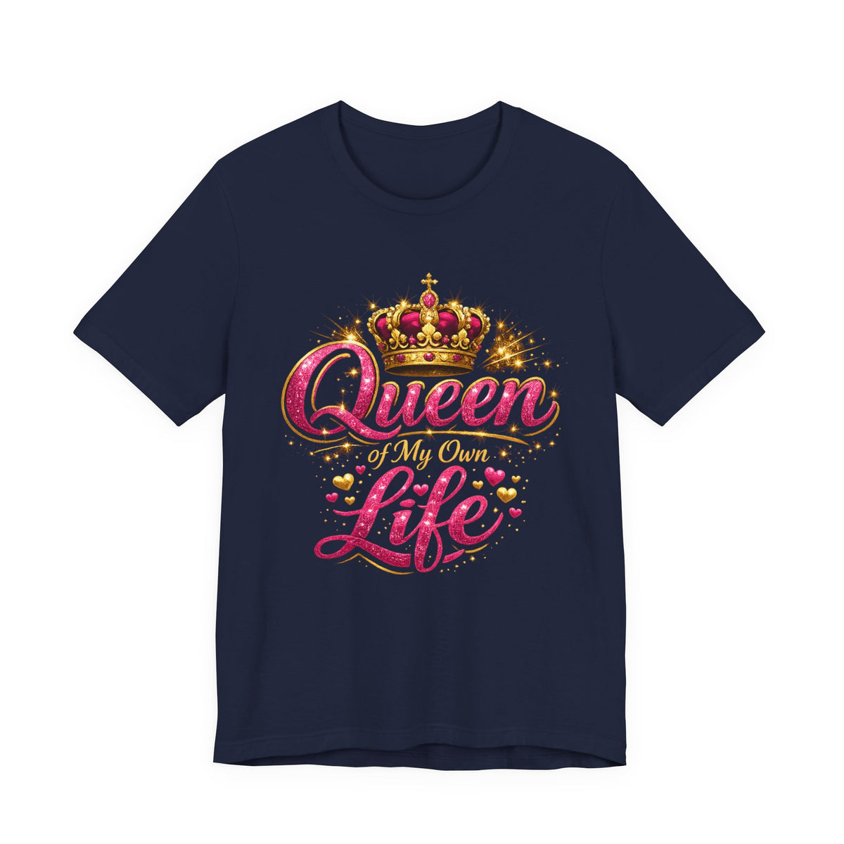 Queen of My Own Life T-Shirt | Crown Glitter Graphic Tee for Women