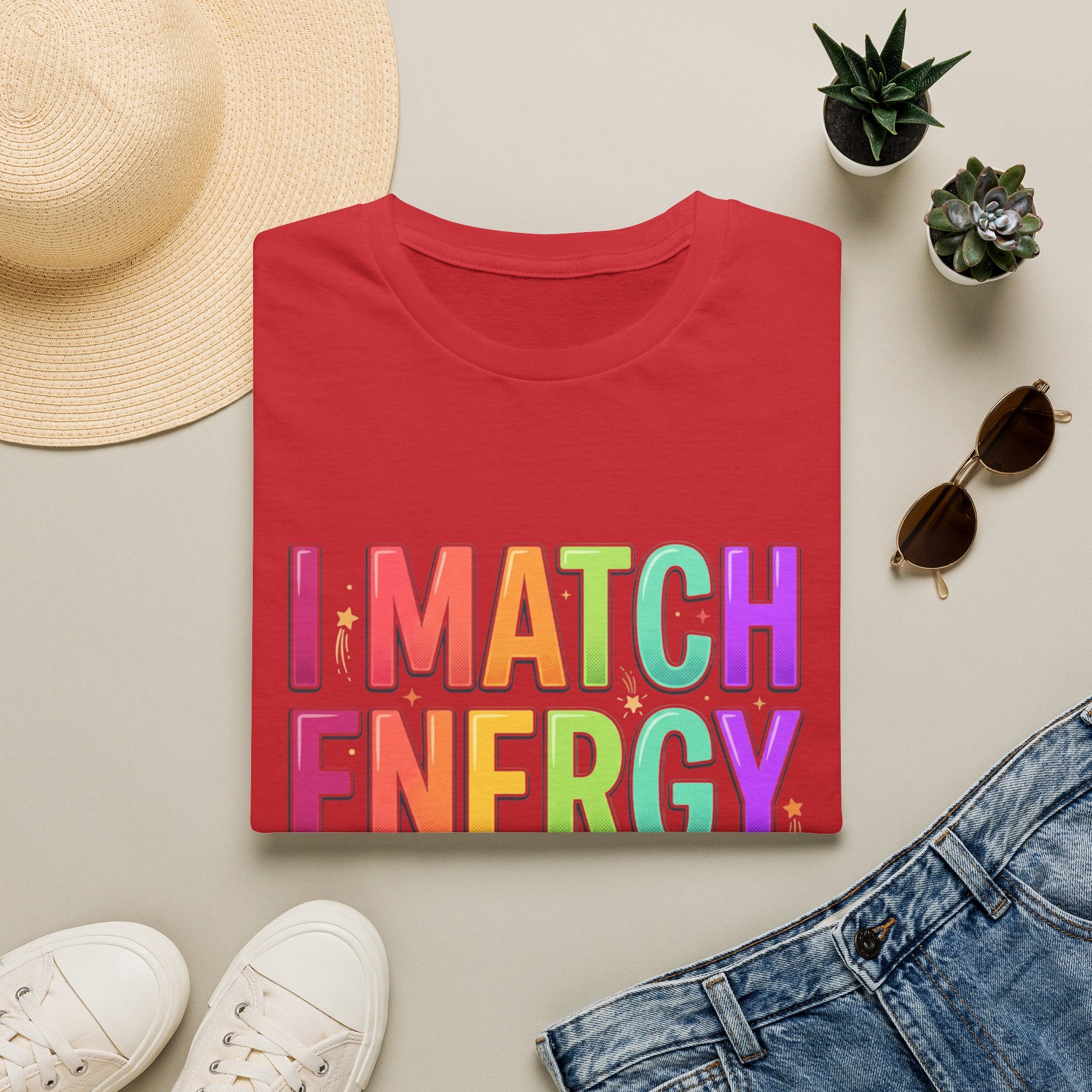 I Match Energy So How We Gon' Act Today T-Shirt | Funny Attitude Tee | Colorful Statement Graphic Tee