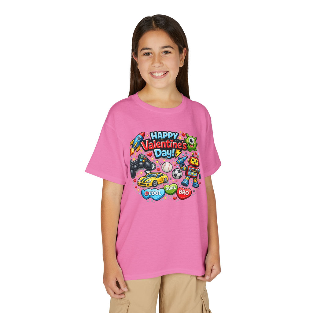 Happy Valentine's Day Cool Dude Bro Youth T-Shirt – Boys Gamer Robot Tee