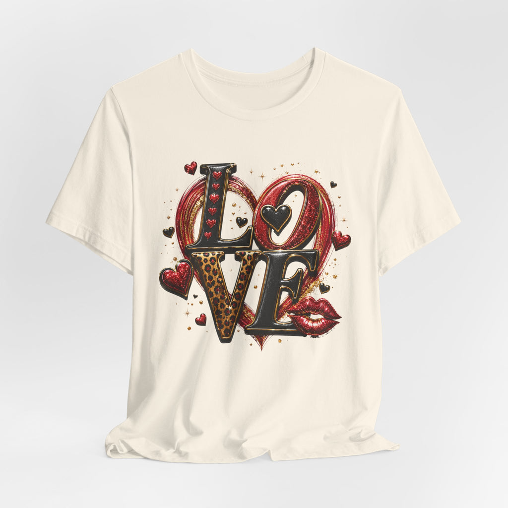 LOVE – Leopard Print & Glitter Valentine's Day T-Shirt
