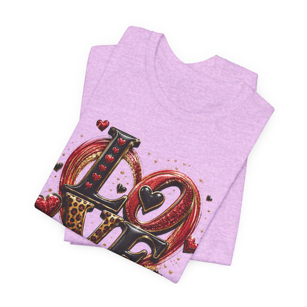 LOVE – Leopard Print & Glitter Valentine's Day T-Shirt