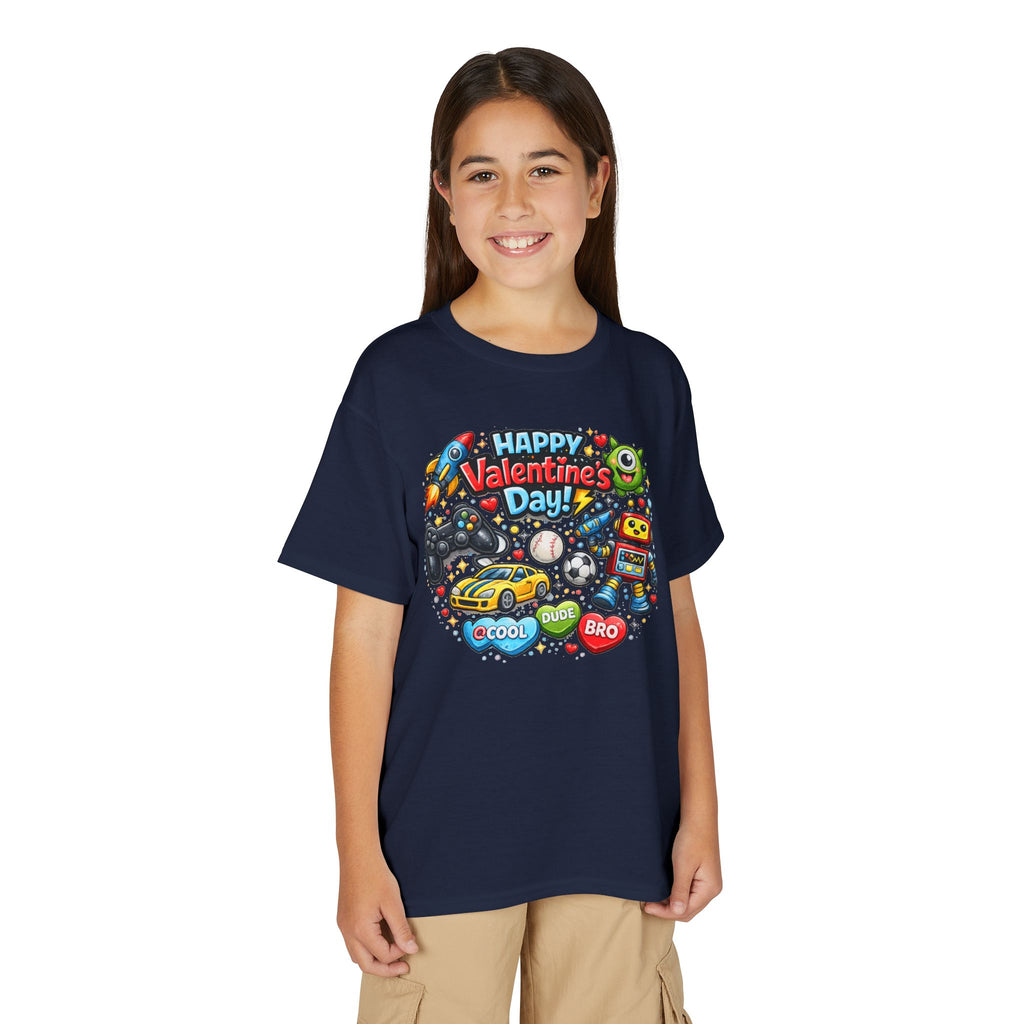 Happy Valentine's Day Cool Dude Bro Youth T-Shirt – Boys Gamer Robot Tee