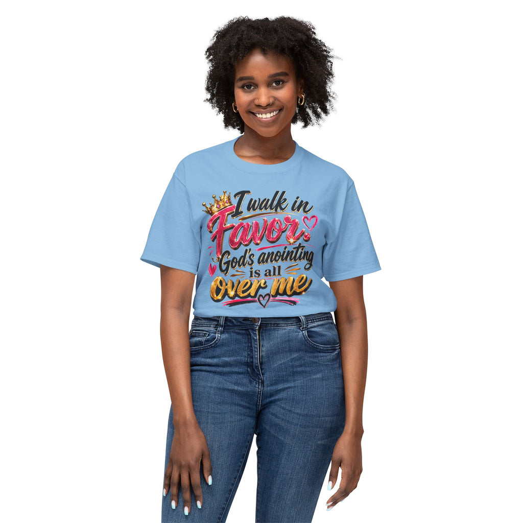"I Walk in Favor" God's Anointing Is All Over Me Graphic Tee – Faith & Empowerment Shirt