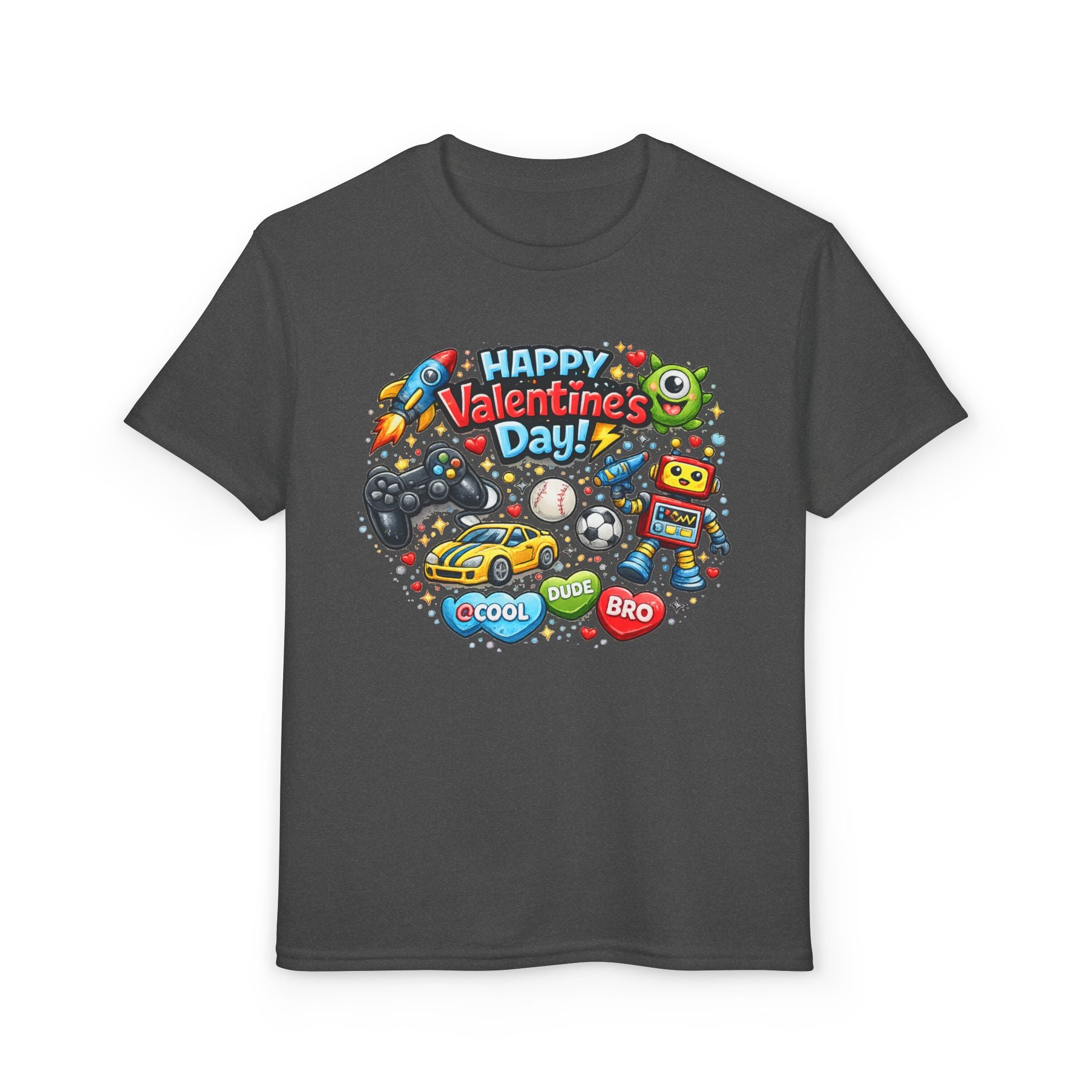 Happy Valentine's Day Cool Dude Bro Youth T-Shirt – Boys Gamer Robot Tee