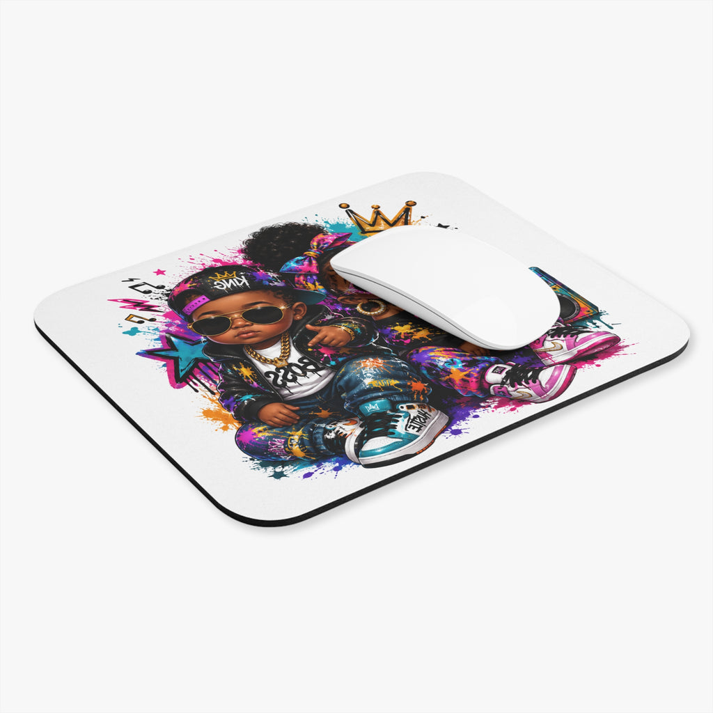 Lil King & Queen Mouse Pad – Hip Hop Baby Graffiti Graphic Desk Accessory
