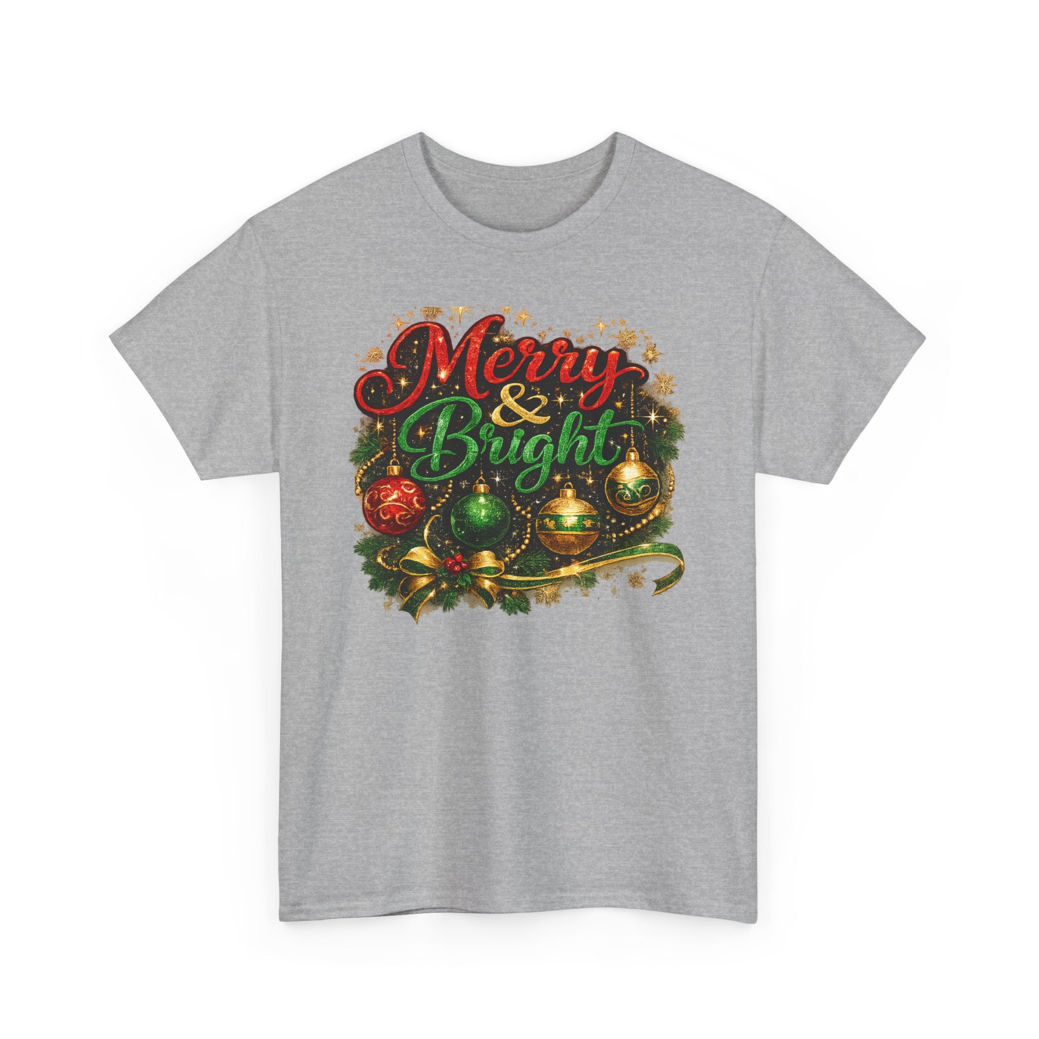 Merry and Bright Christmas Shirt – Glitter Holiday Tee | Classic Christmas Gift