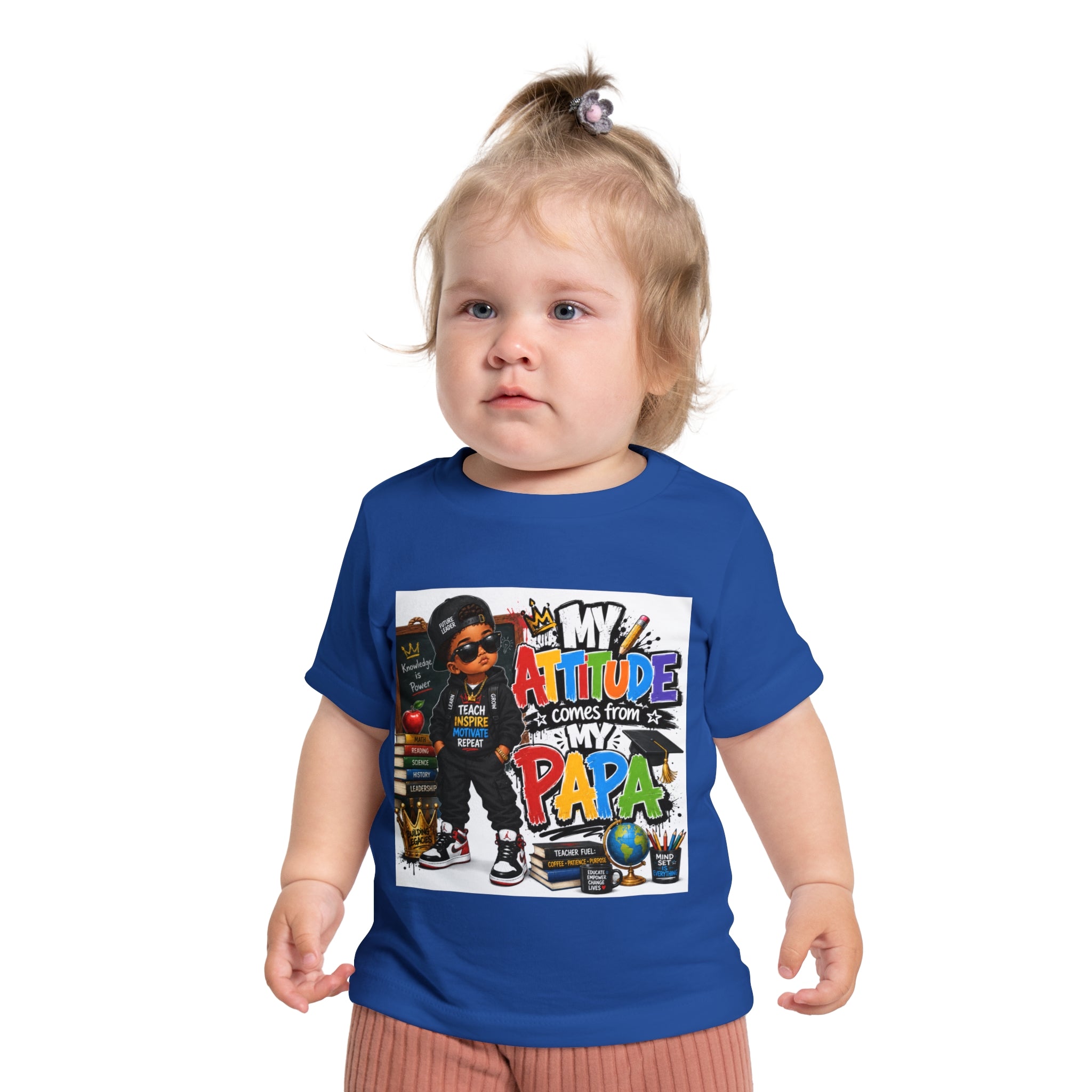 Baby T-Shirt "My Attitude Comes From My Papa" — Cute Hip-Hop Infant Tee for Grandparents, Daddy’s Little One, Gift for Father's Day