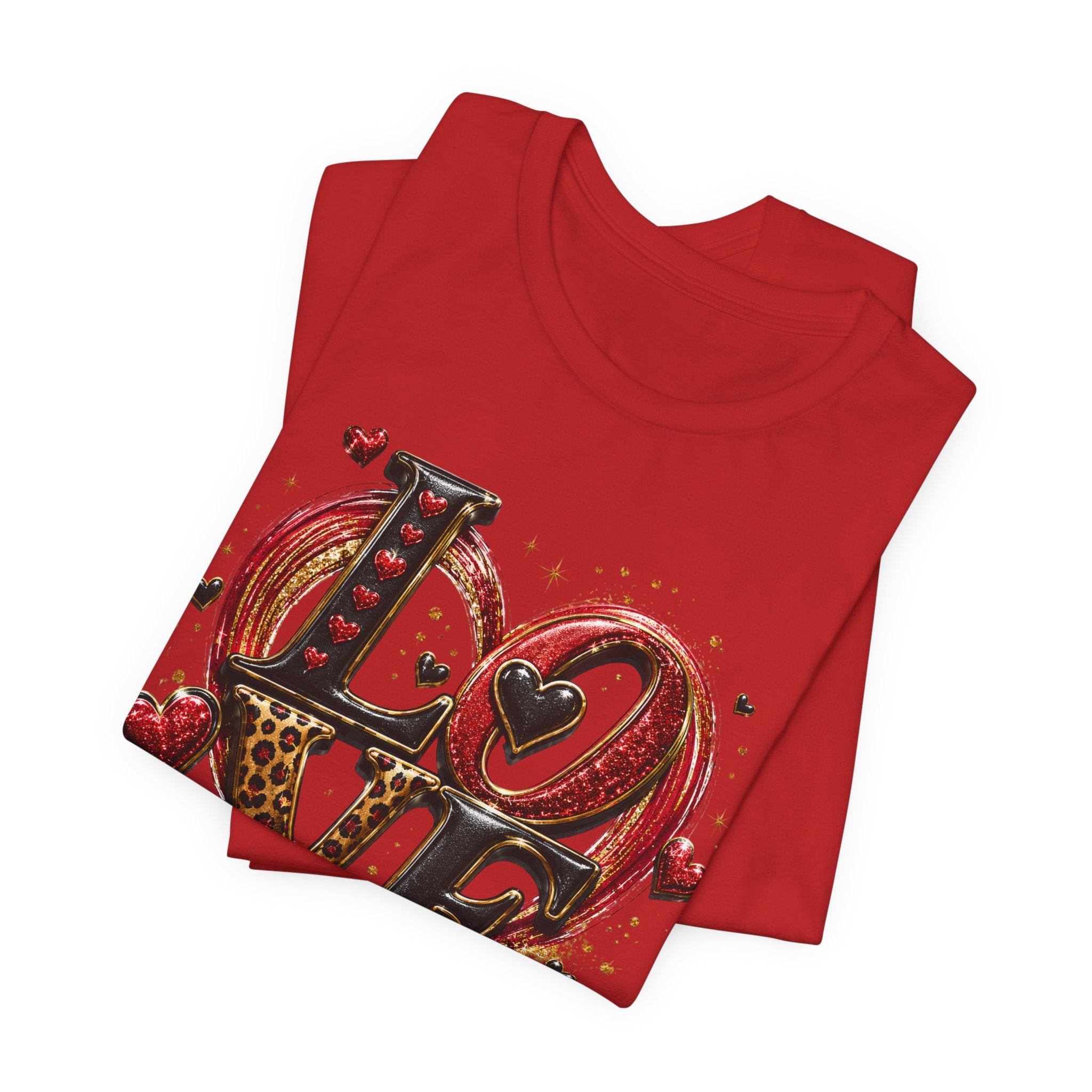LOVE – Leopard Print & Glitter Valentine's Day T-Shirt