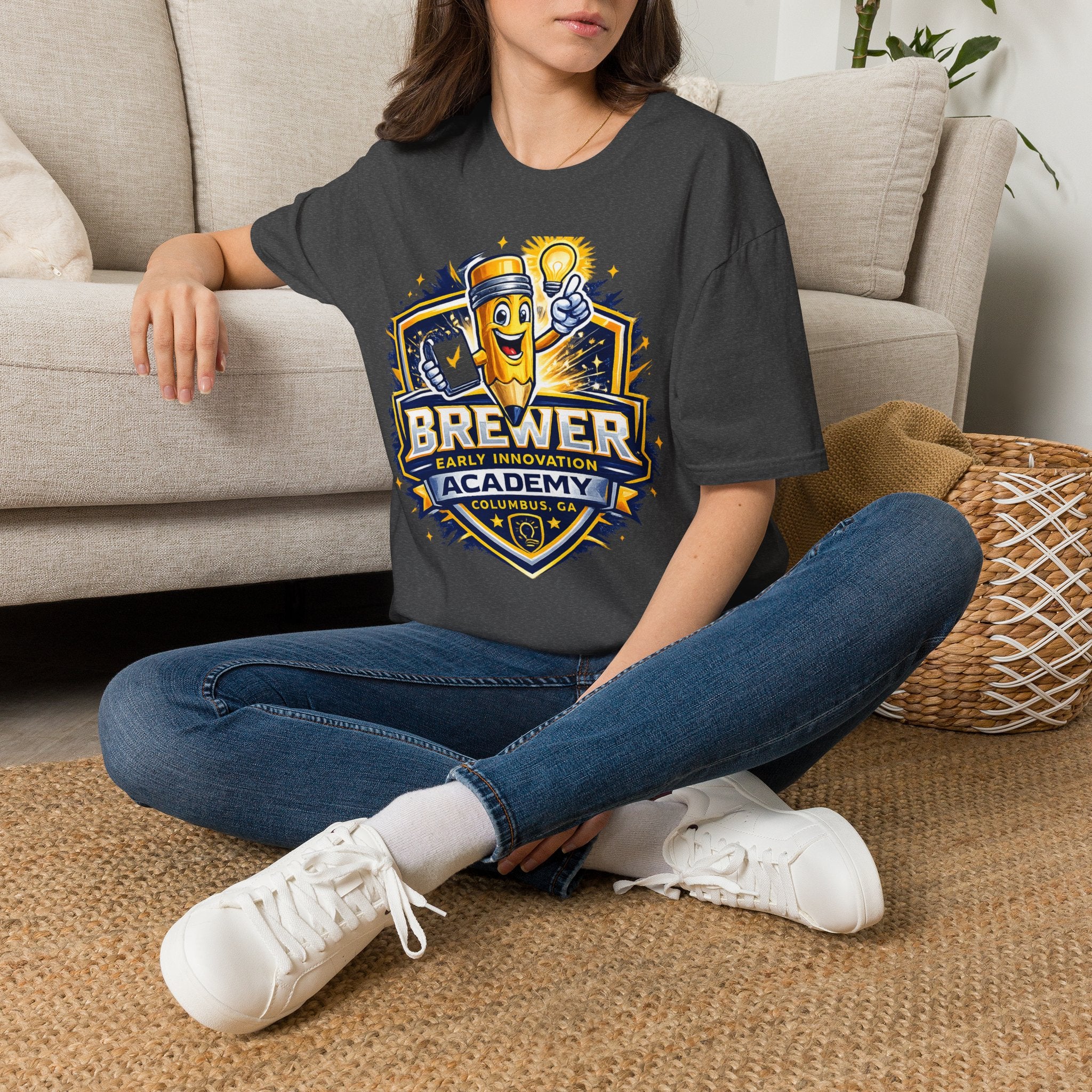 Brewer Early Innovation Academy T-Shirt | Columbus GA School Spirit Tee | BEIA Pencil Mascot Graphic Tee