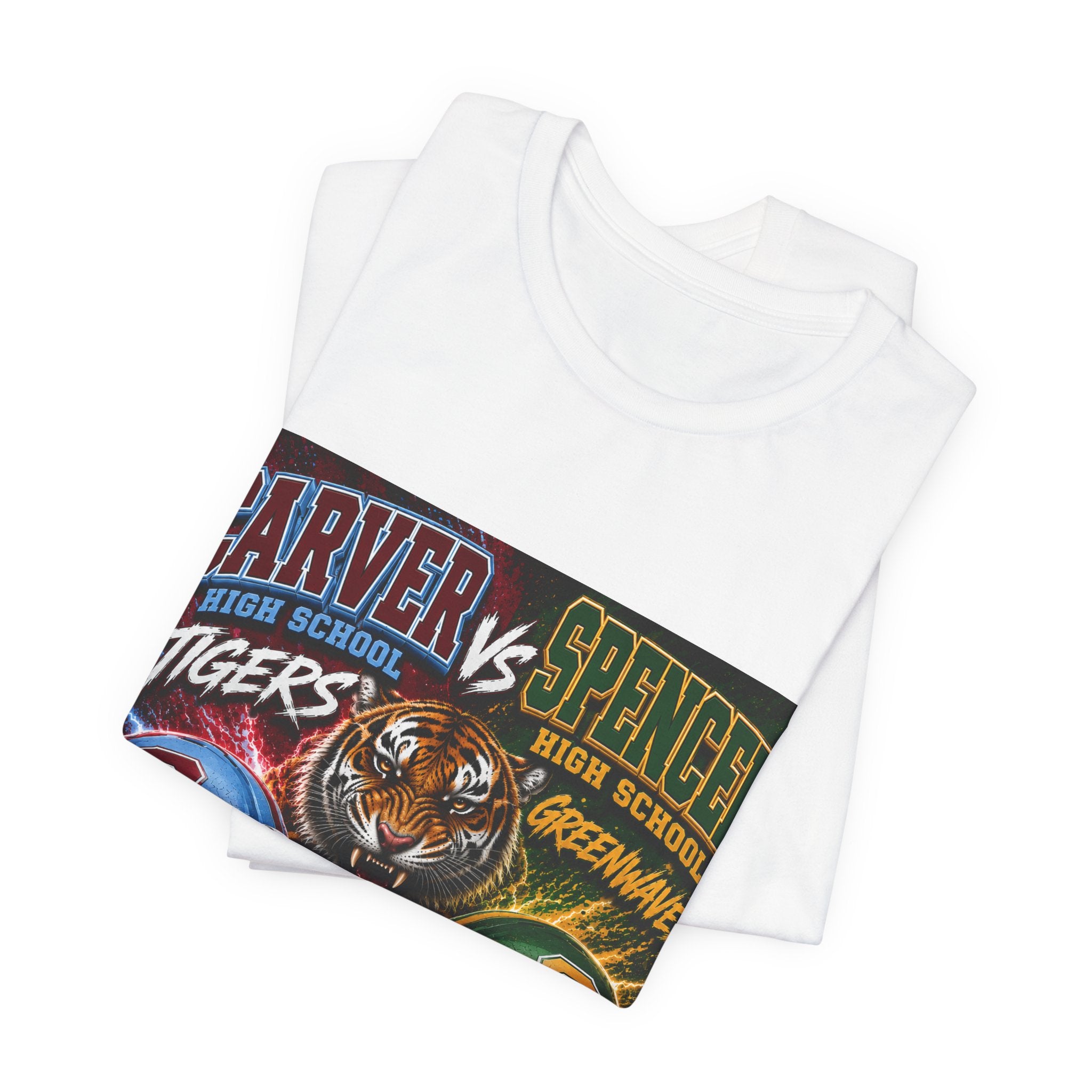 Carver vs Spencer High School Rivalry T-Shirt | Tigers vs Greenwaves Two Schools One Rivalry Tee