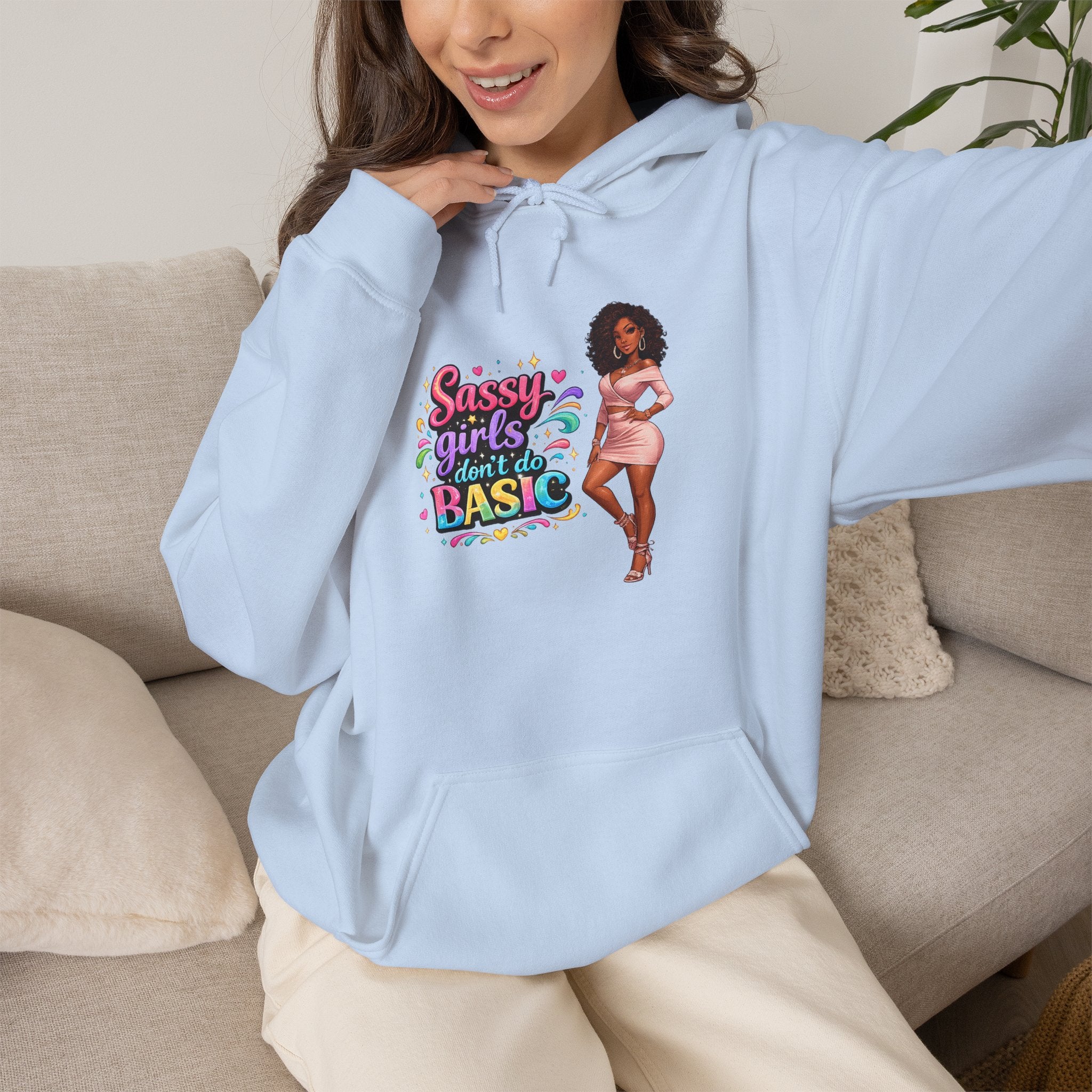 Sassy Girl Isn’t Basic Hoodie – Cute Afro Girl Graphic Sweatshirt