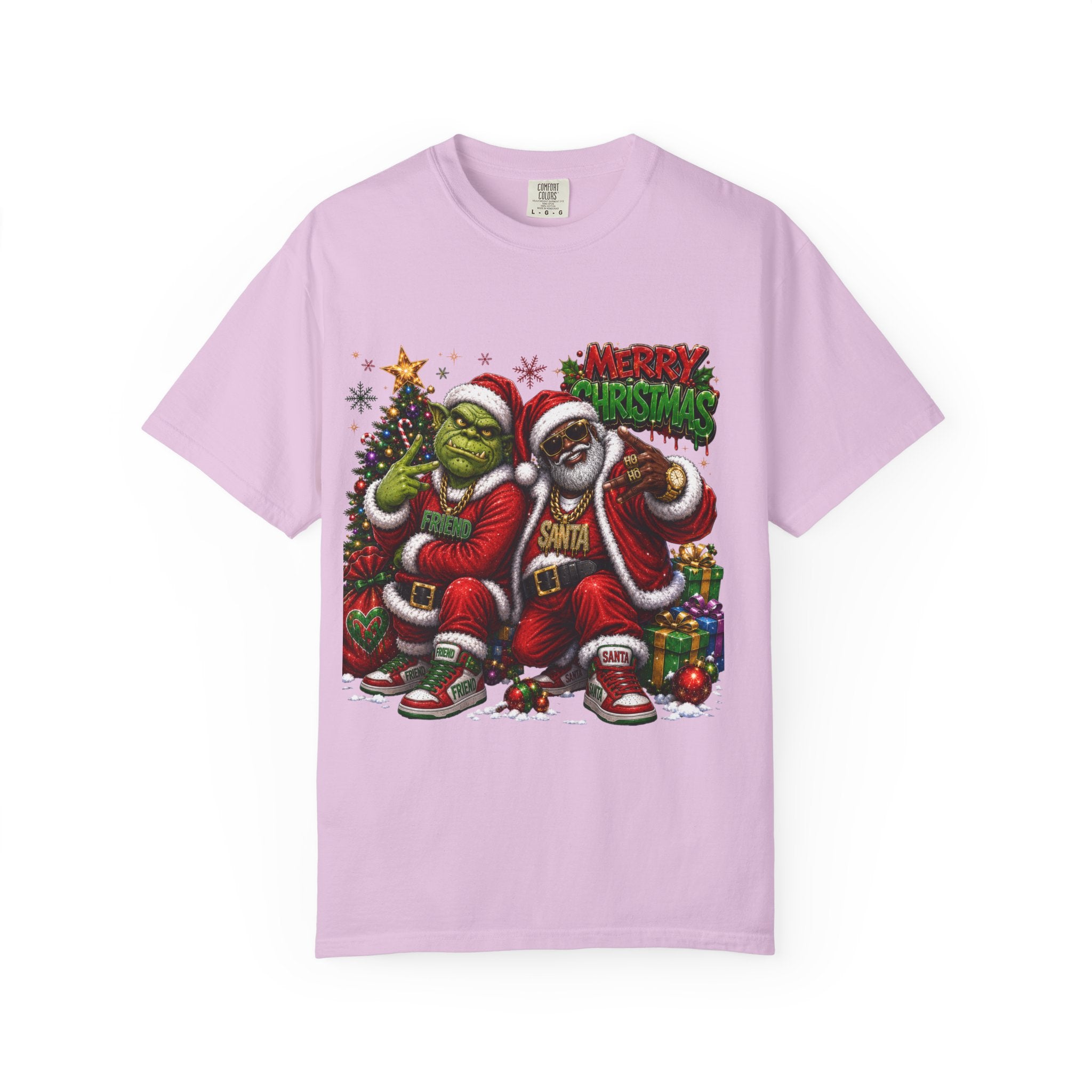 Santa and Friend Merry Christmas Shirt – Hip Hop Holiday Tee | Funny Christmas Gift