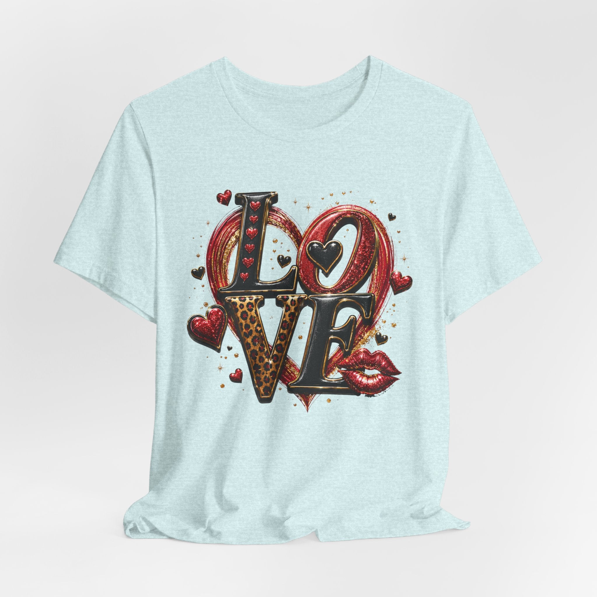 LOVE – Leopard Print & Glitter Valentine's Day T-Shirt