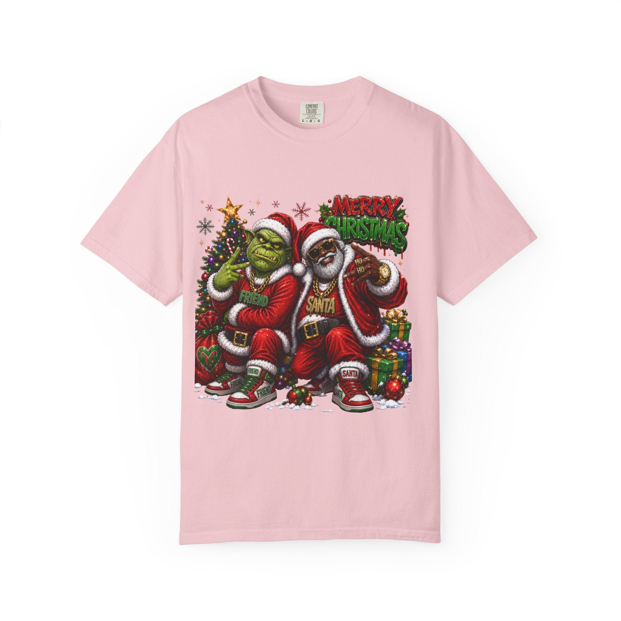 Santa and Friend Merry Christmas Shirt – Hip Hop Holiday Tee | Funny Christmas Gift