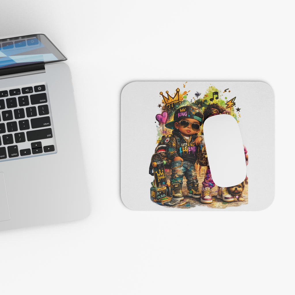 Lil Legend & Lil Queen Mouse Pad | Hip Hop Kids Graffiti Desk Pad | Urban Streetwear Desk Accessory