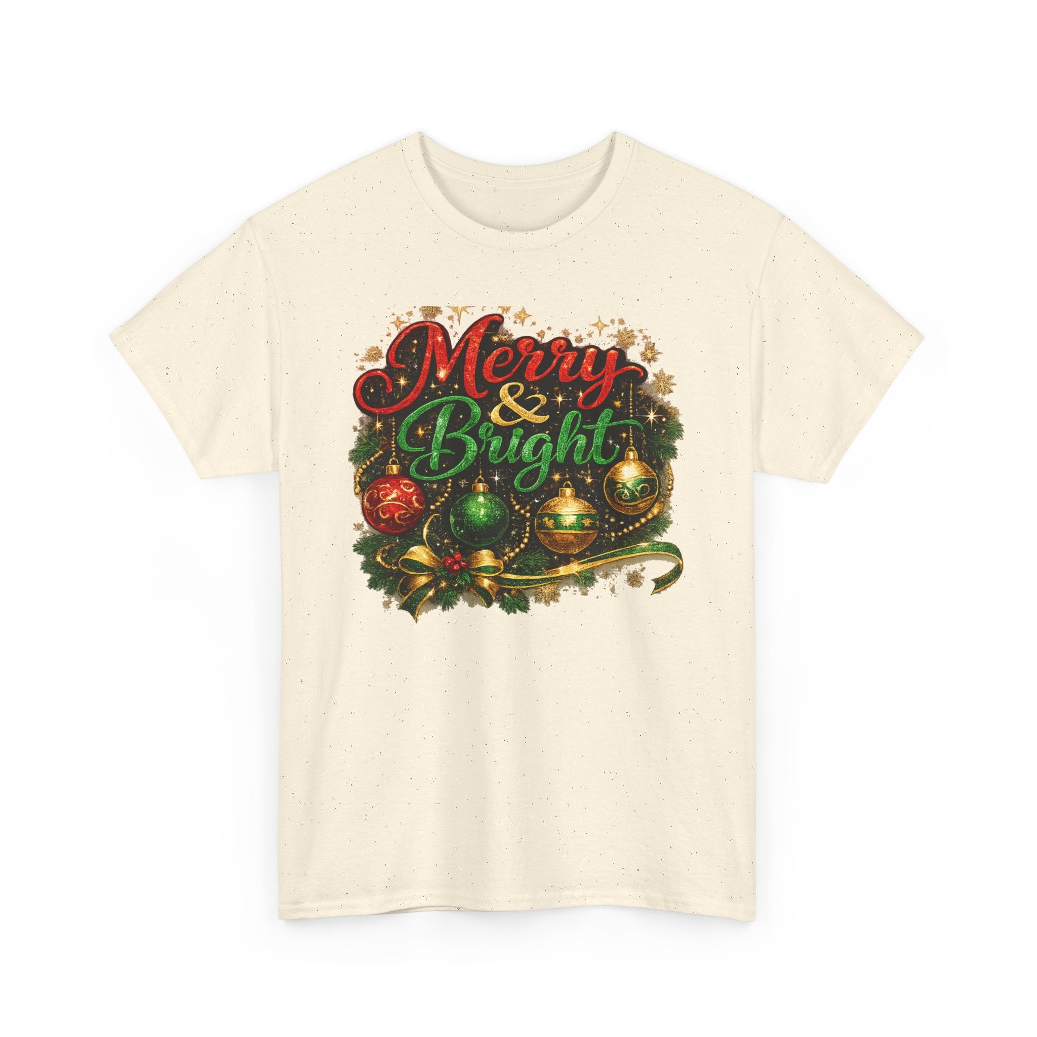 Merry and Bright Christmas Shirt – Glitter Holiday Tee | Classic Christmas Gift
