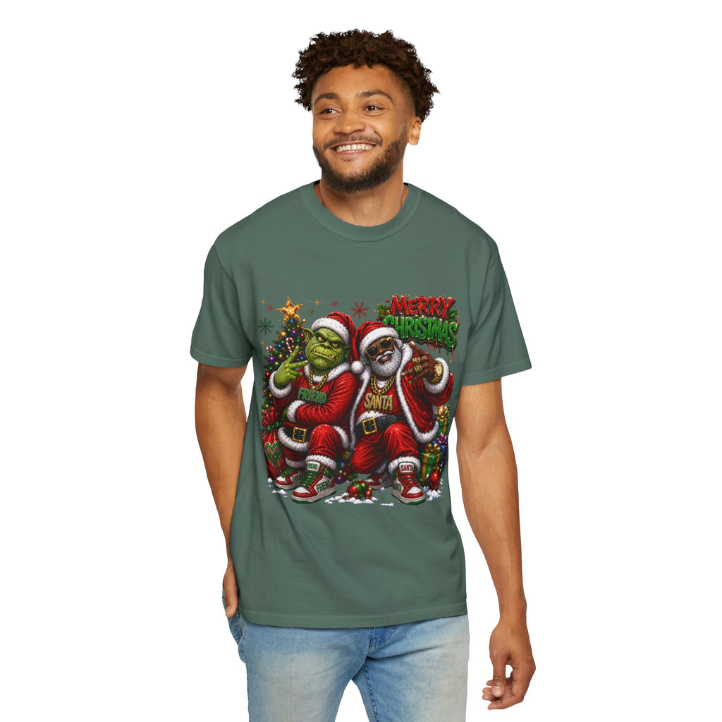 Santa and Friend Merry Christmas Shirt – Hip Hop Holiday Tee | Funny Christmas Gift