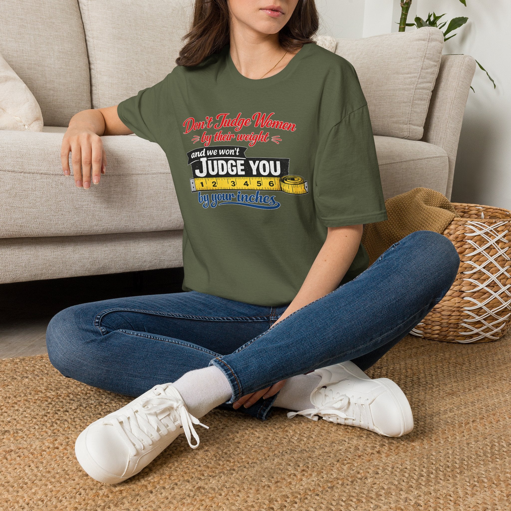 Don't Judge Women By Their Weight T-Shirt | Funny Body Positivity Tee | Bold Statement Graphic Tee