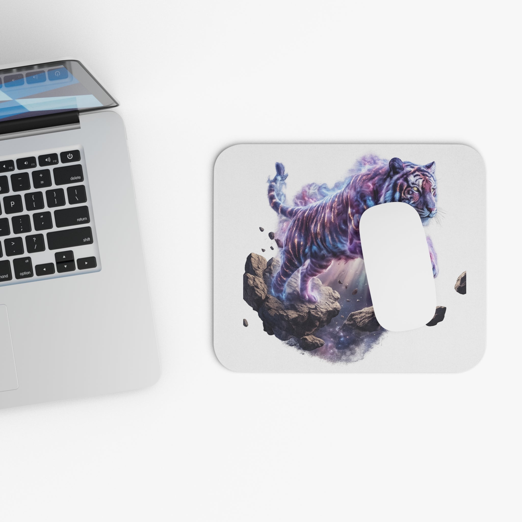 Galaxy Tiger Mouse Pad – Cosmic Purple Spirit Tiger Graphic Desk Accessory