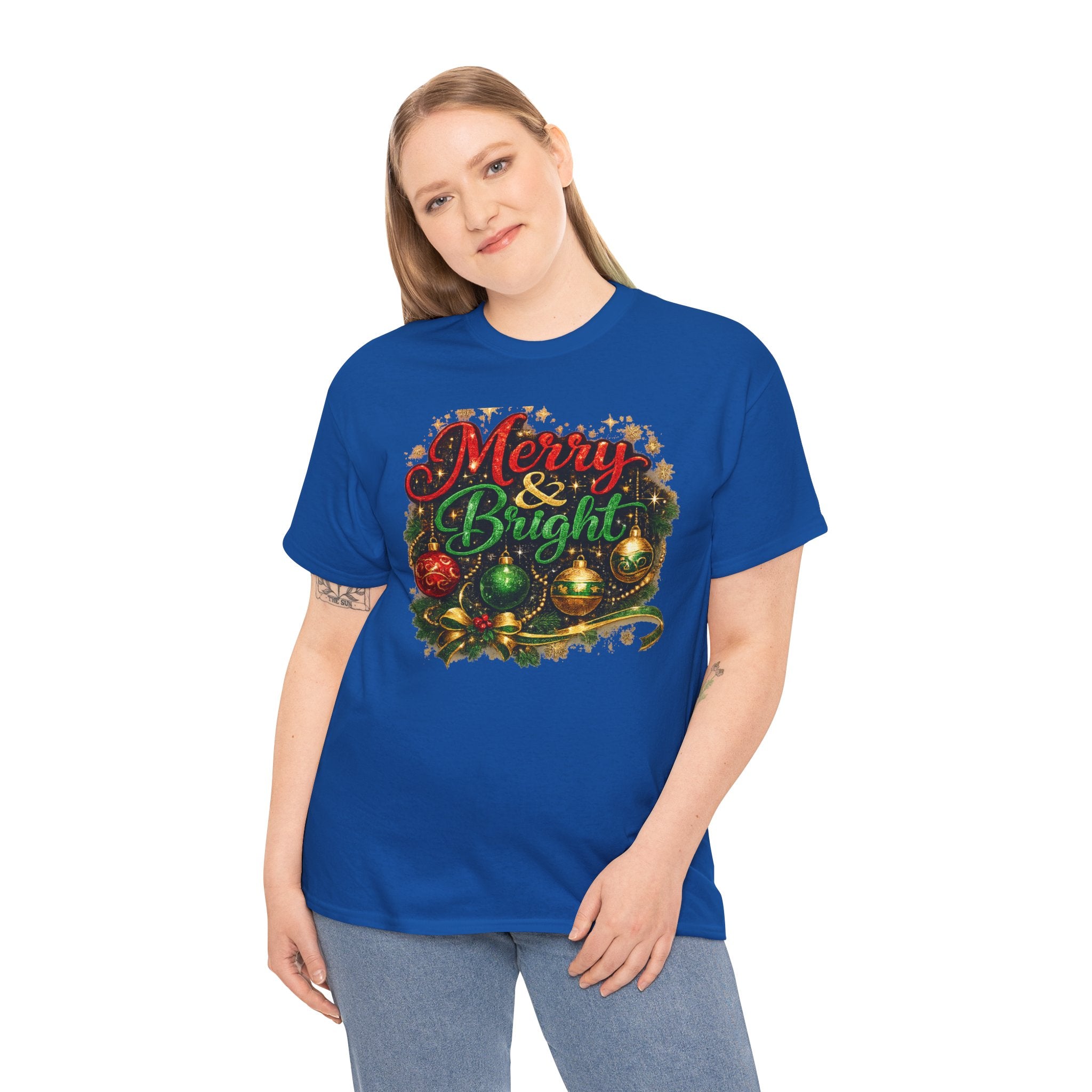 Merry and Bright Christmas Shirt – Glitter Holiday Tee | Classic Christmas Gift