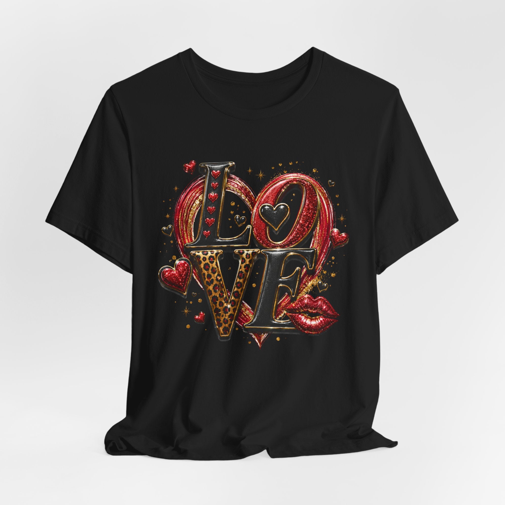 LOVE – Leopard Print & Glitter Valentine's Day T-Shirt